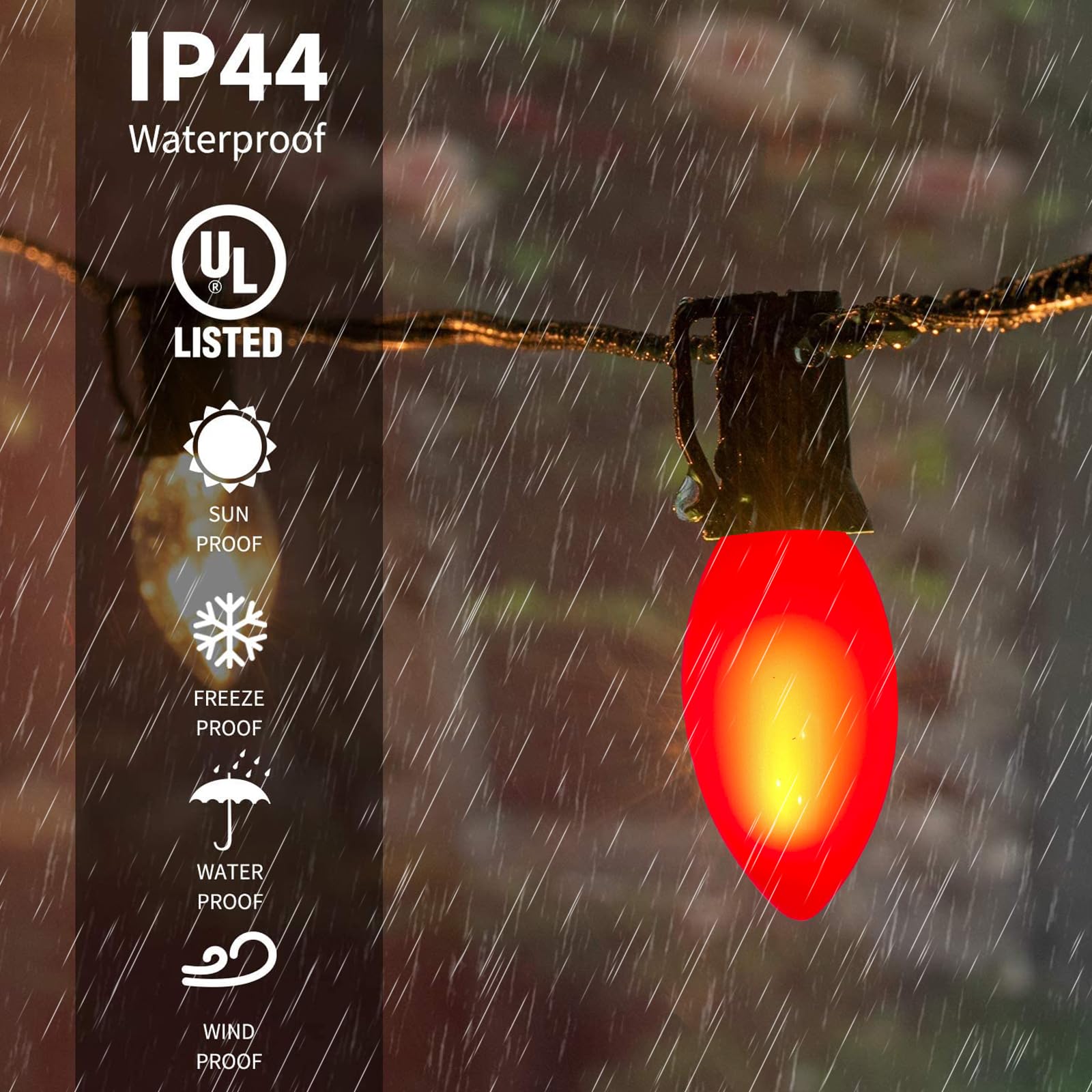 Goothy 25 Pack C9 Led Red Christmas Lights Bulbs, 0.6W Shatterproof Red C9 Replacment Bulbs For Christmas Outdoor Patio String L