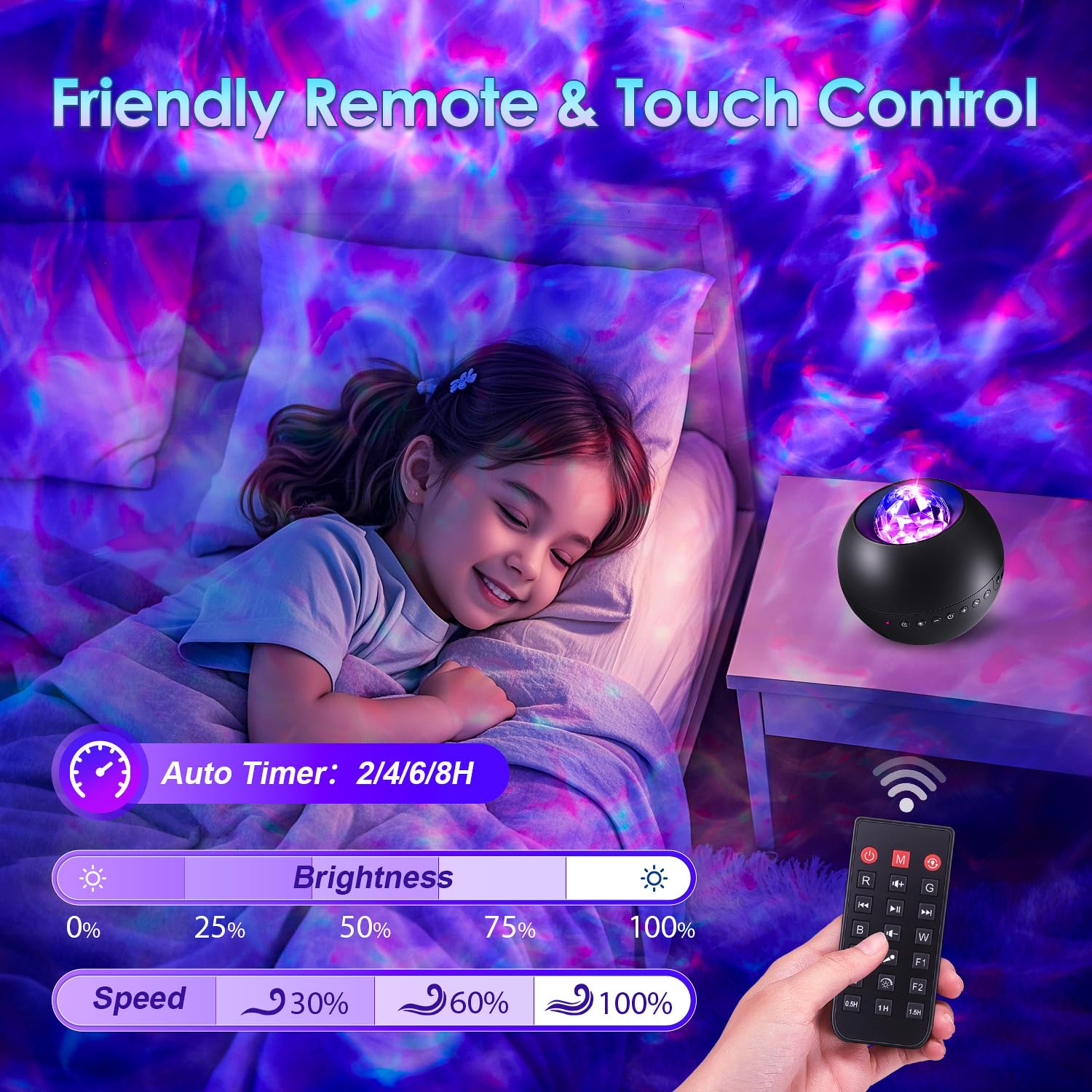 One Fire Galaxy Projector,White Noise Galaxy Light Projector,Bluetooth Music Kids Night Light Projector,Remote Timer Galaxy Proj