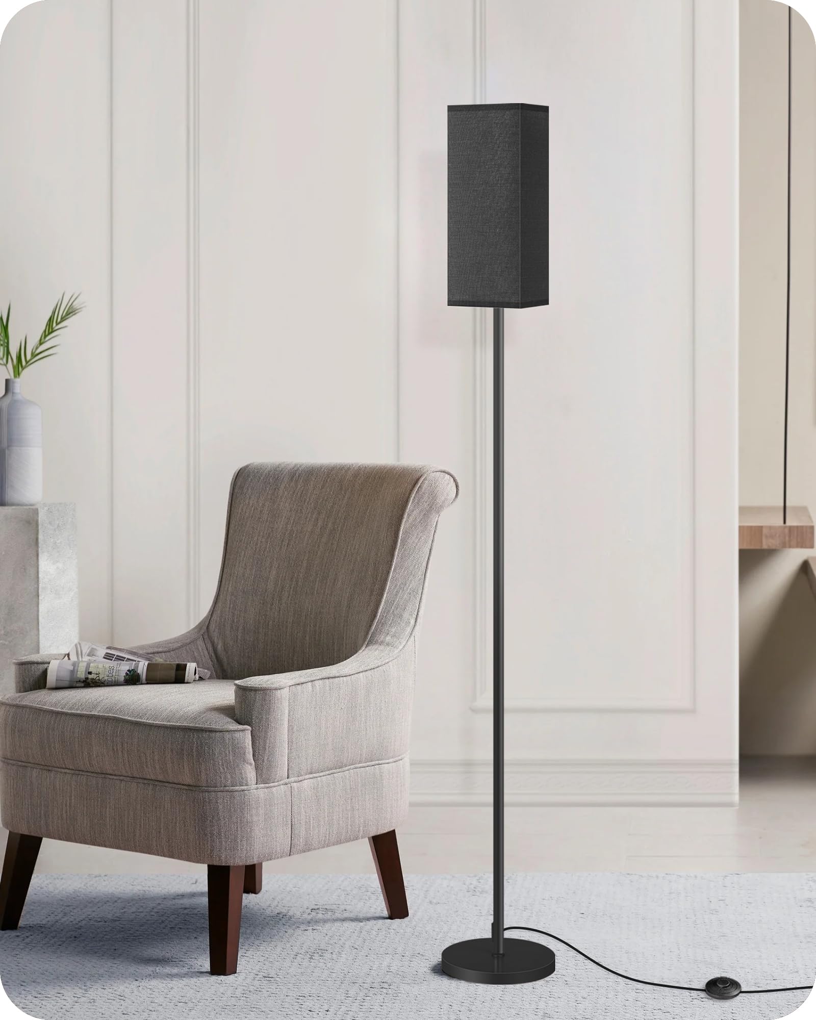 Goebleson Floor Lamp With Foot Switch, Modern Standing Lamp With Minimalist Design, For Living Room, Bedroom, Office (Bulb Not I
