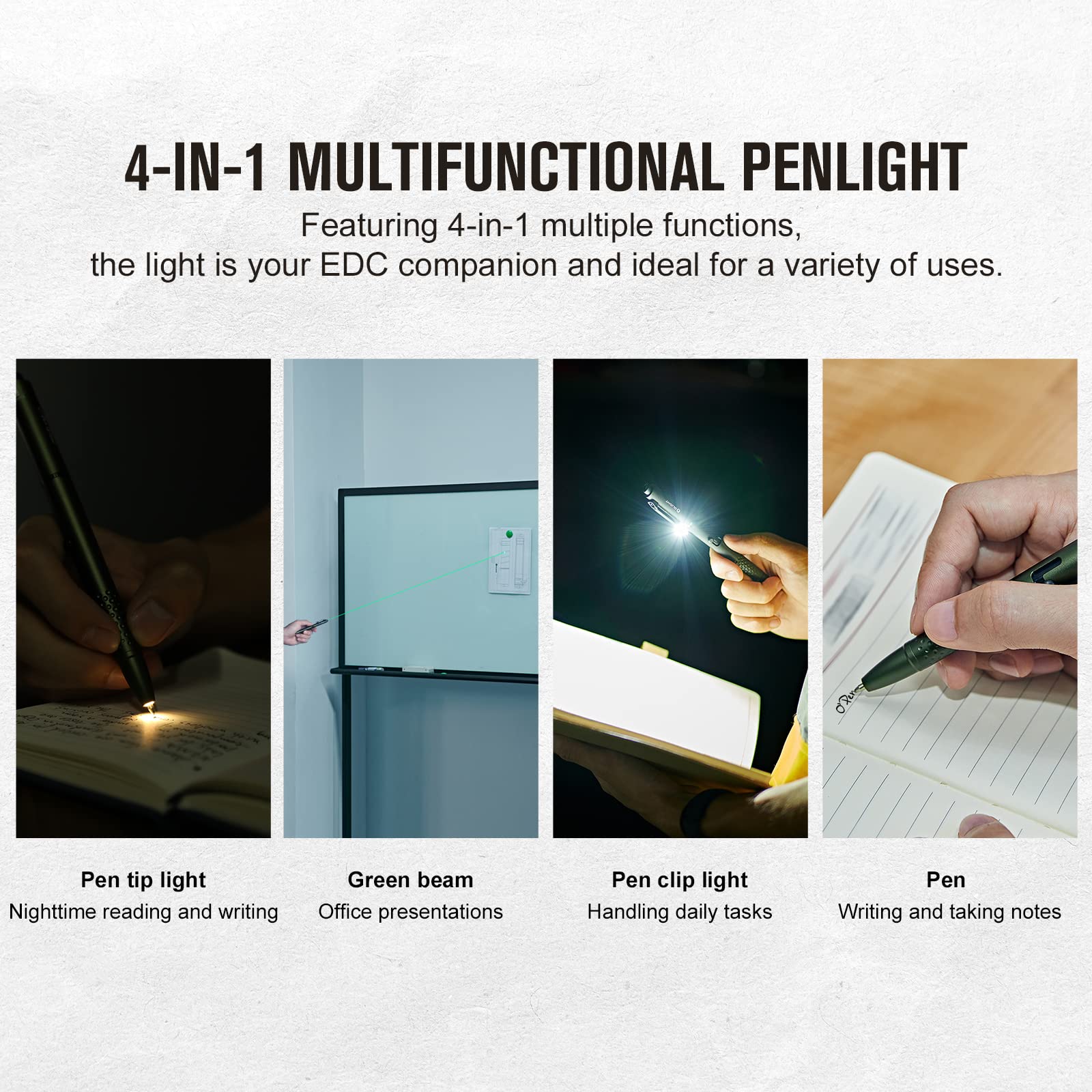 OLIGHT O'Pen Glow EDC Pen Light - 120 Lumens Green Beam Rechargeable Flashlight - OD Green