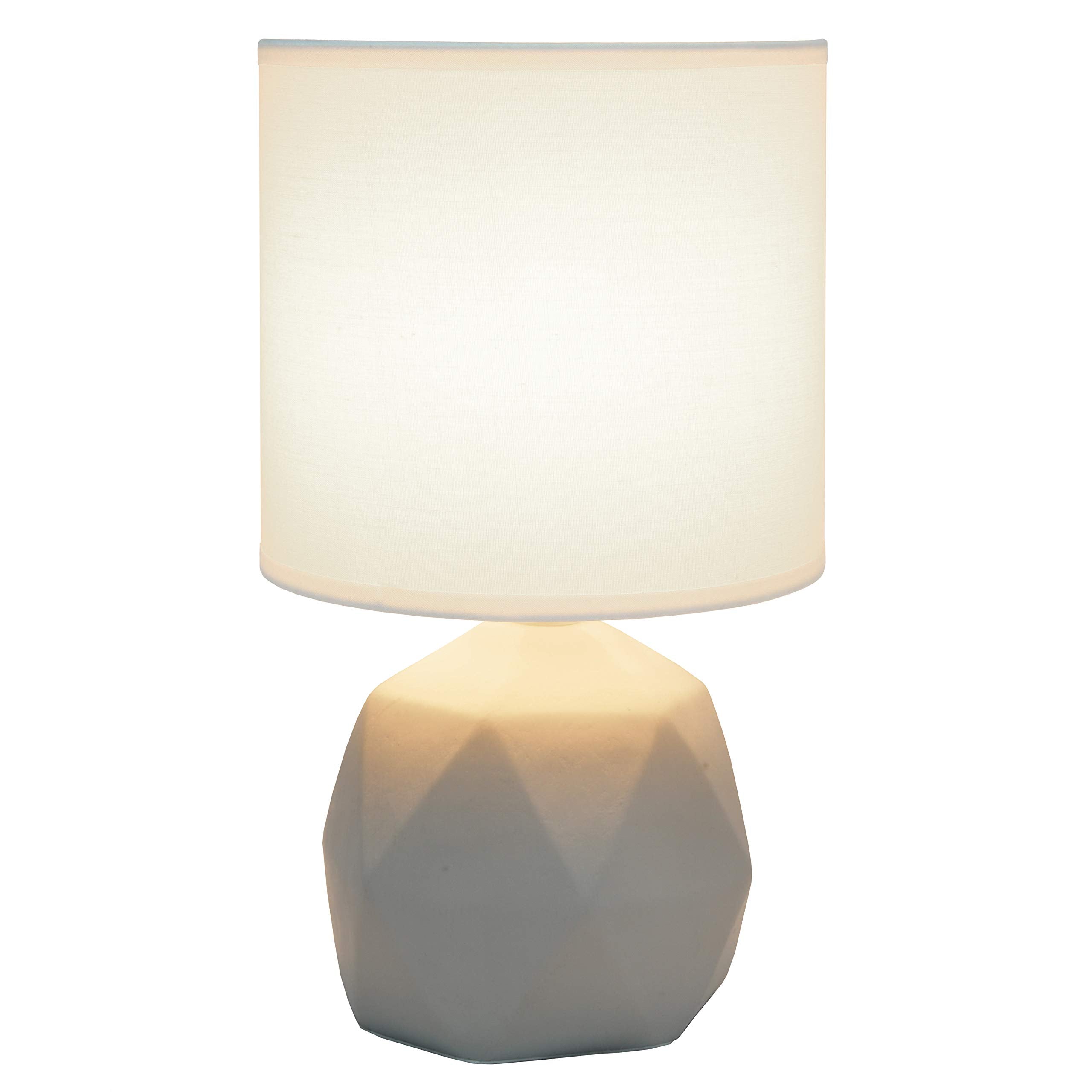 Simple Designs Lt2060-Wht Geometric Concrete Table Lamp, White