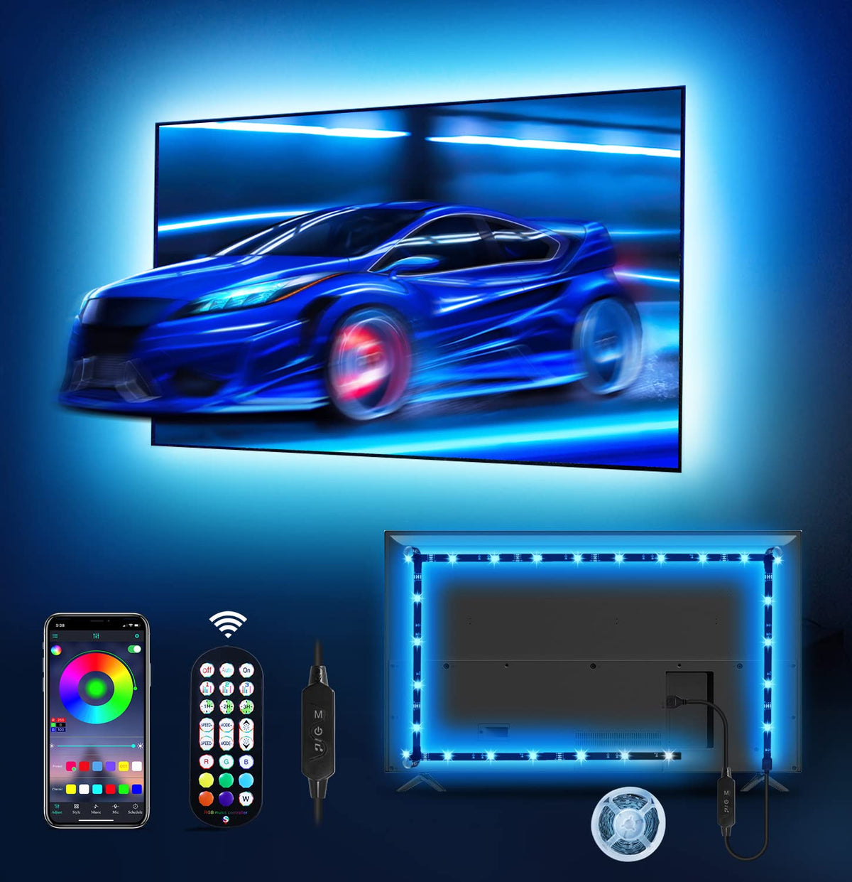Maticod Led Lights For Tv Led Backlight, 13.1Ft Rgb Led Strip Lights For Tv Lights Behind, Tv Led Lights For 45-60In Tv With Blu