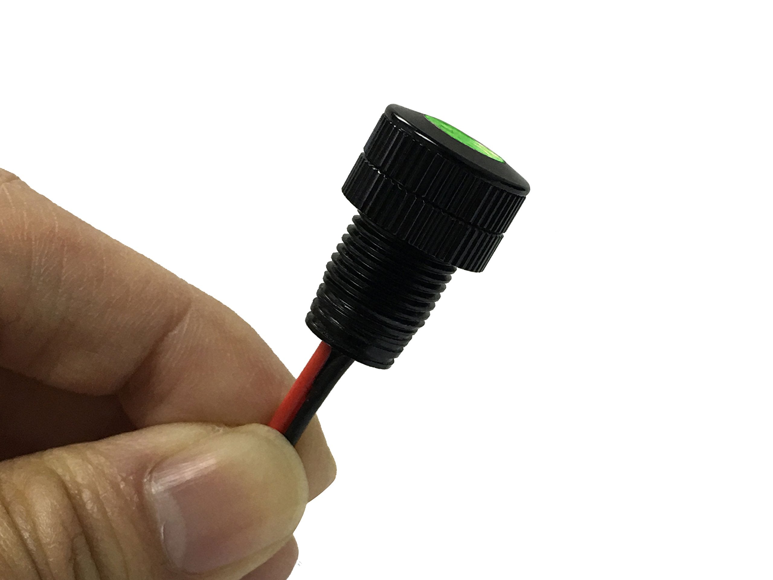 Oznium Brightest Light Bolt - Flush Mount 12V Led Light For Bumper, Grille, Cars Interior, Dash, Ambient Lighting, Motorcycle W/Sleek Aluminum Housing & Screw Nut (11 Mm Black, Green Led)