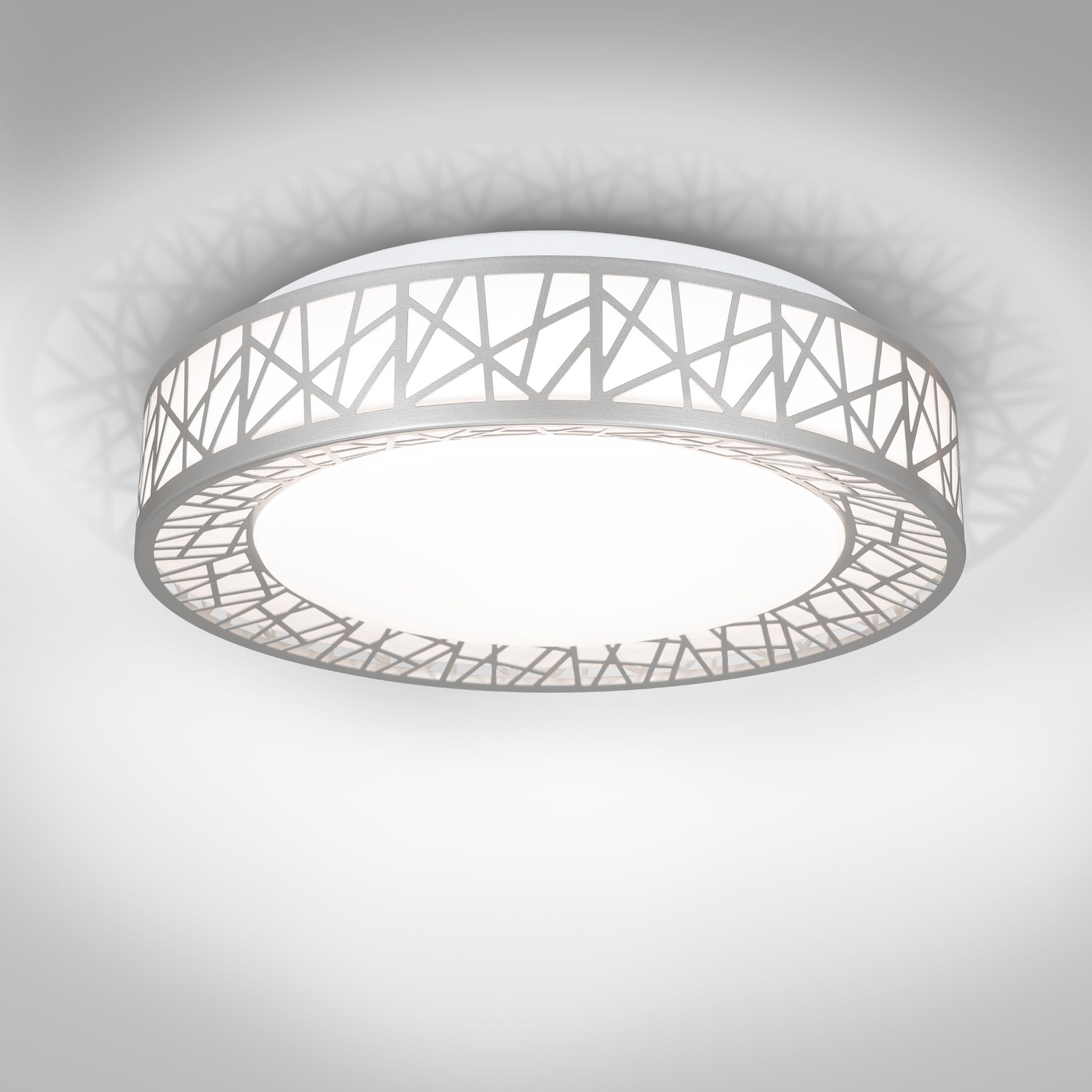 ASD 14 Inch LED Flush Mount Ceiling Light, Brushed Nickel, 24W, Dimmable, Model A-LOFT-FM-14D24NK