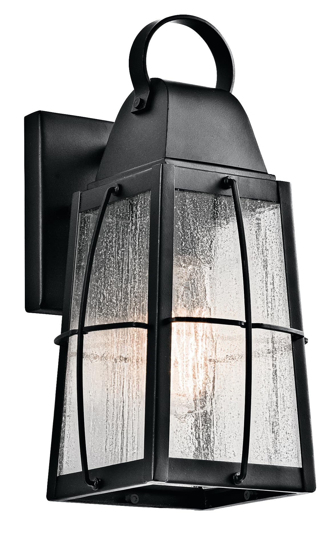 Kichler Tolerand 12 Outdoor Wall Light in Textured Black, 1-Light Exterior Wall Sconce Porch Light with Clear Seeded Glass, (12 