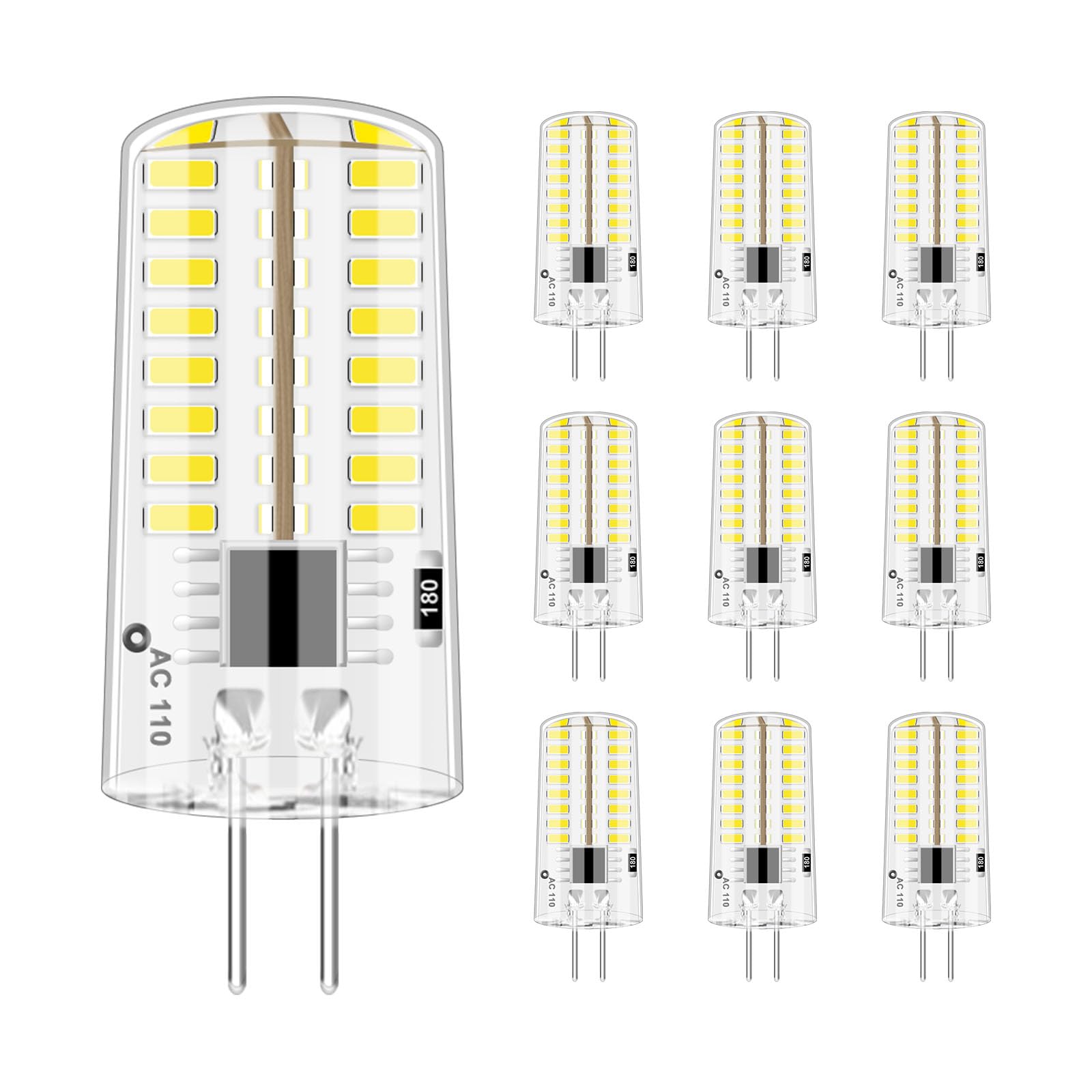 Lflampon 10Pcs G4 Led Bulbs Ac110V-130V Dimmable, 2.6W Equivalent To 20 Watt Incandescent Bulb, 280 Lumens 360Beam Angle Silicon