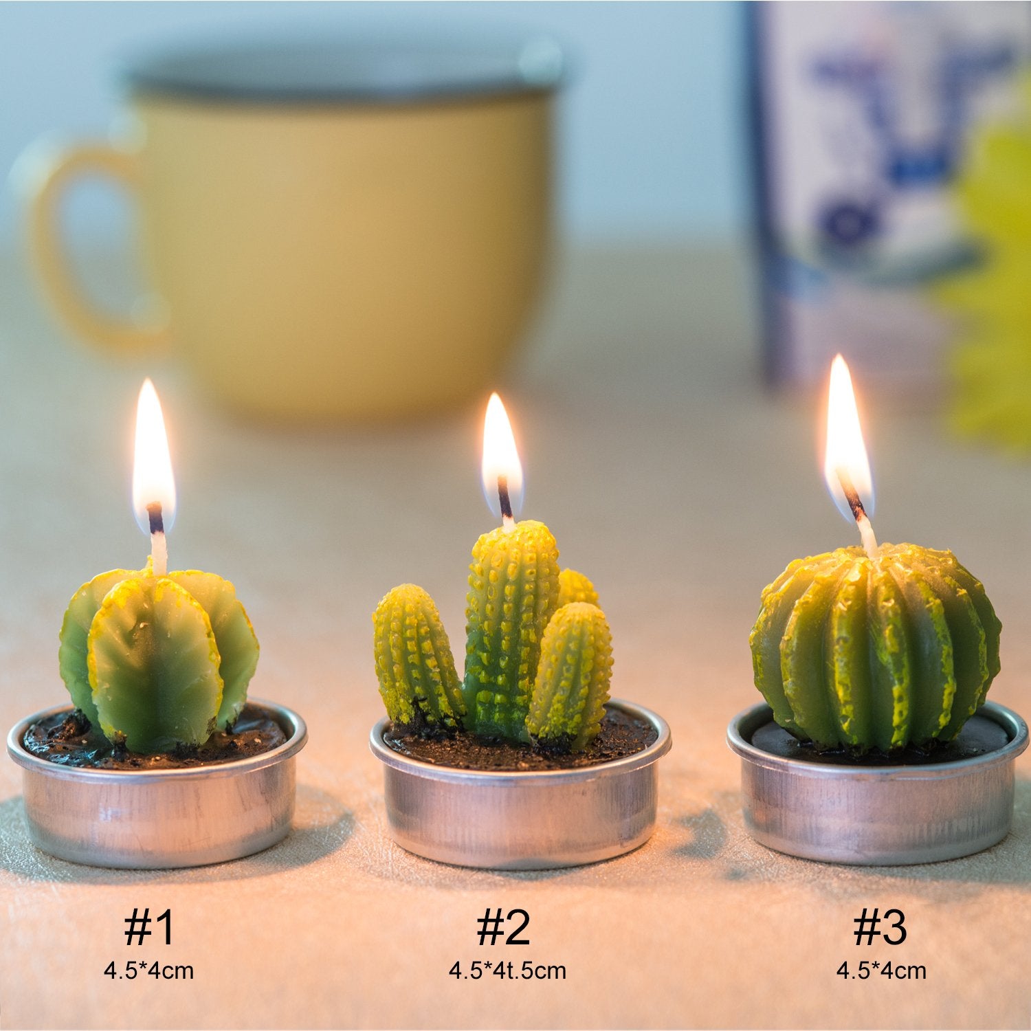 Cactus Tealight Candles(18 Pcs), Artificial Succulents Decorative Tea Light Candles,Perfect For Birthday Wedding Party Home Decor