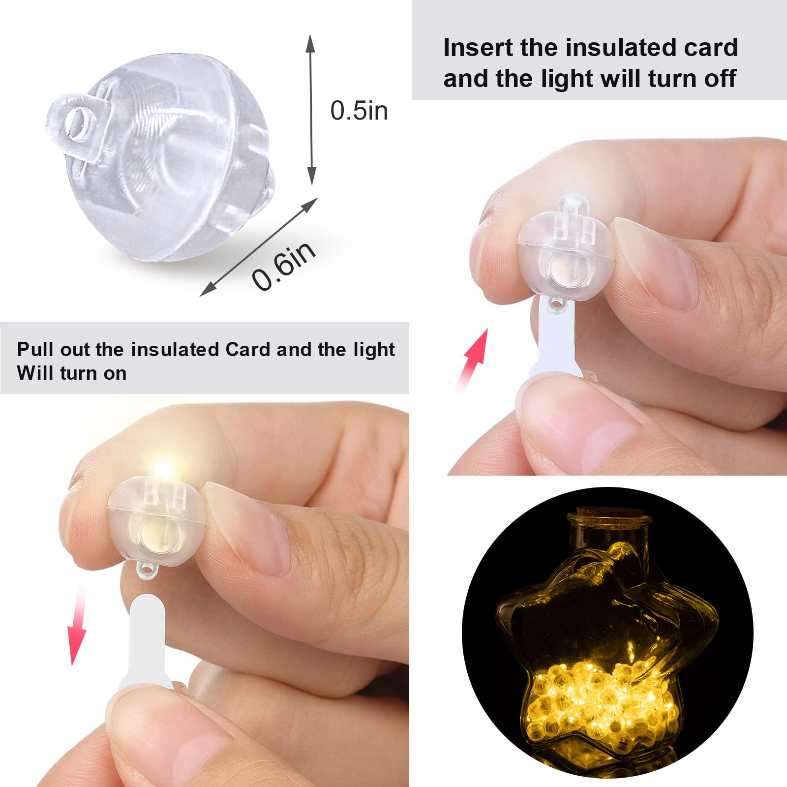 100 Pcs Warm White Easter Egg Lights With Loop For Hanging, Mini Ball Lights Led For Paper Lanterns, Vases, Birthday Party, Even