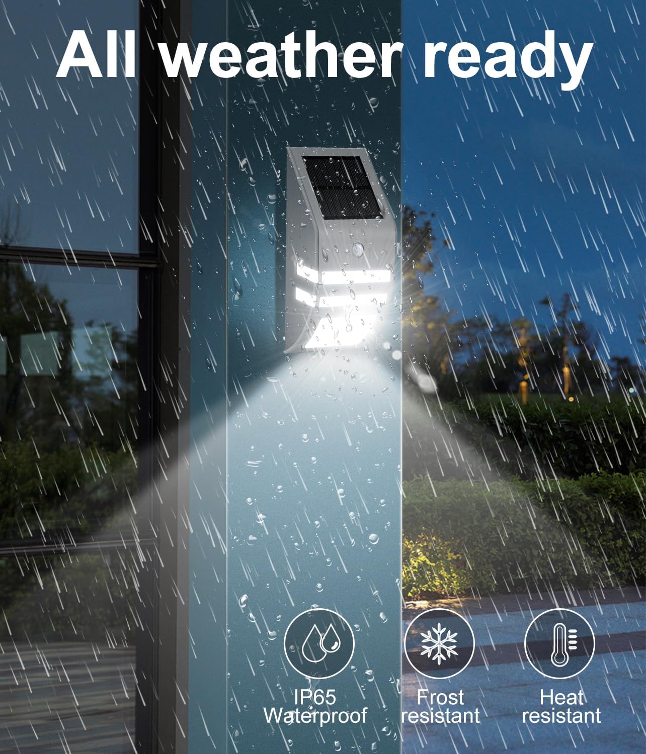 Roopure Solar Fence Lights Outdoor, Waterproof Stainless Steel, Cool White Solar Motion Lights for Yard, Patio, Steps, Pack of 4