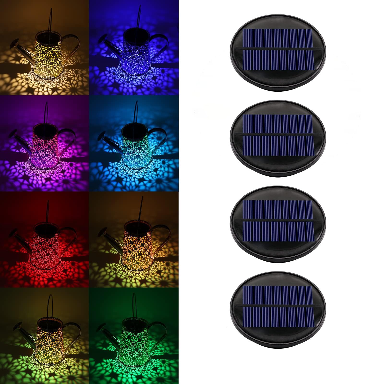 Znycye Upgraded Replacement Solar Light Parts(Top Size 3.66 In), 4 Pack 8 Colors Solar Replacement Top Parts Lantern Lids For Ga