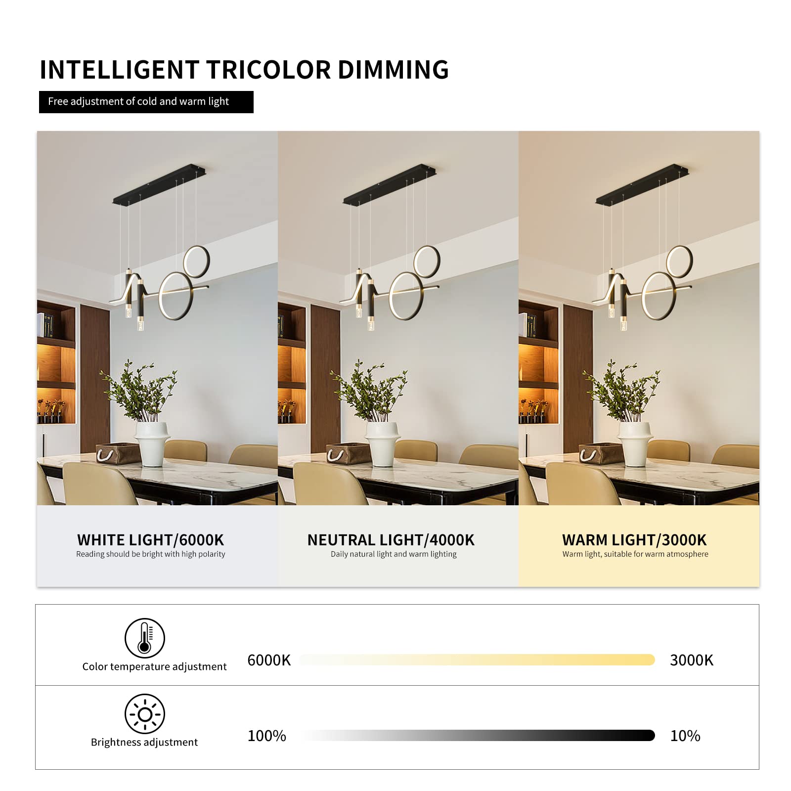 Siittoo LED Pendant Lighting Fixture, 45W Dimmable Black Chandelier, 37" Wrought Iron, Geometric Shapes & Bubbles, Model FM7421