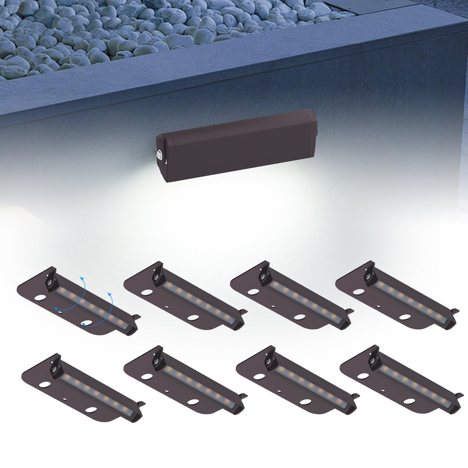 Kwinmyso 8 Packs 4inch LED 1.8W Hardscape Lighting,12V AC/DC Low Voltage Retaining Wall Light Paver Lighting,5000K Daylight Whit