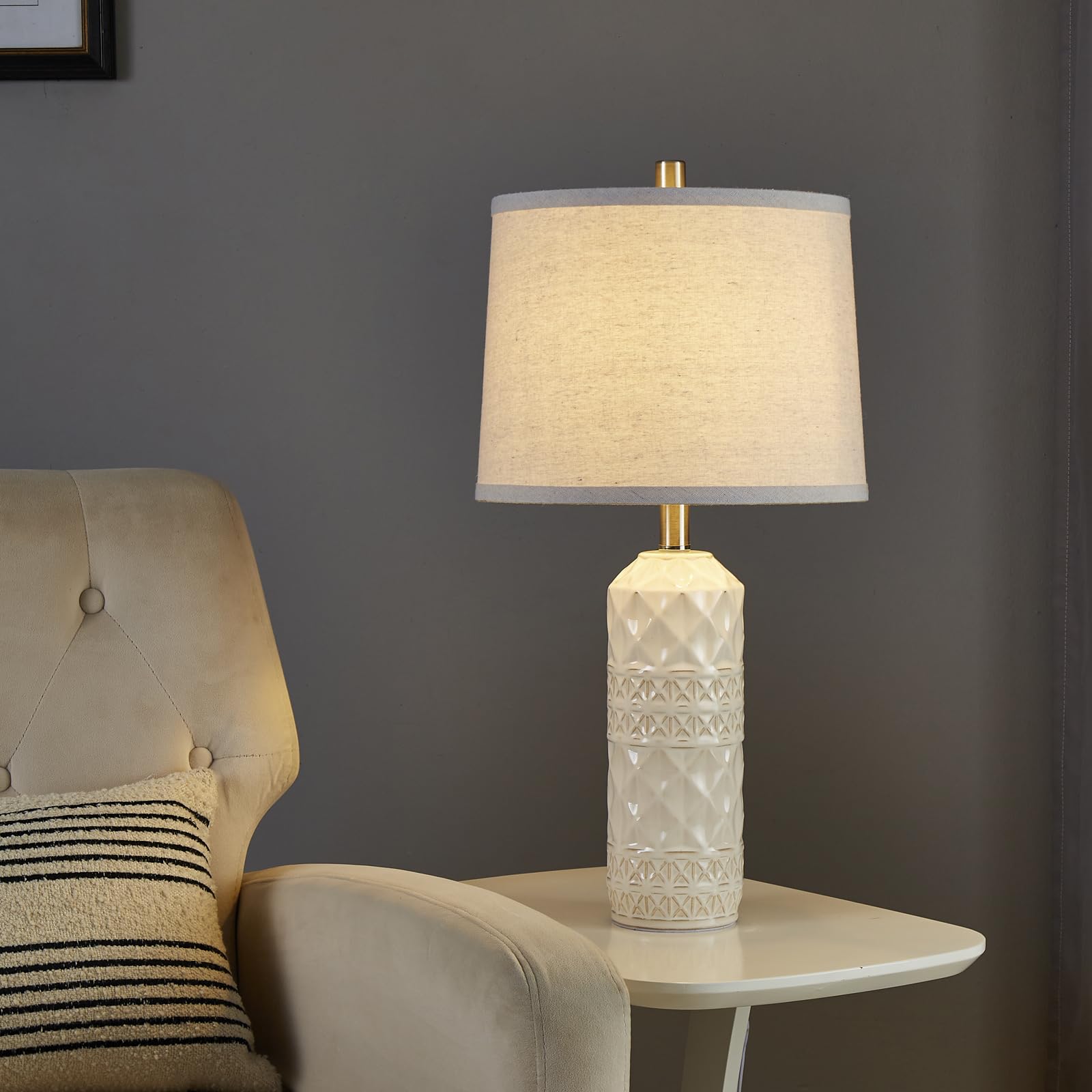 Set Of 2 Drum Lamp Shade 11.6" Top X 12.6" Bottom X 9.9" High (Spider) Cream Linen For Table Lamps & Floor Lamps Replacement Lampshade By Onext
