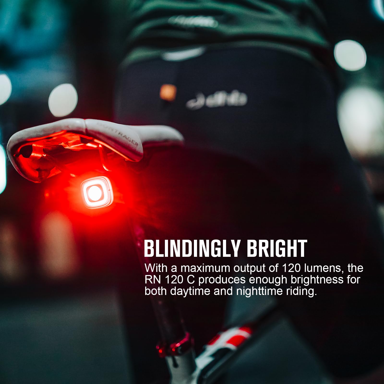 OLIGHT RN 120 C Bike Tail Light - 120 Lumens, 260° Visibility, Rechargeable, IPX6 Waterproof, Black, Model 300000-RN120-BK