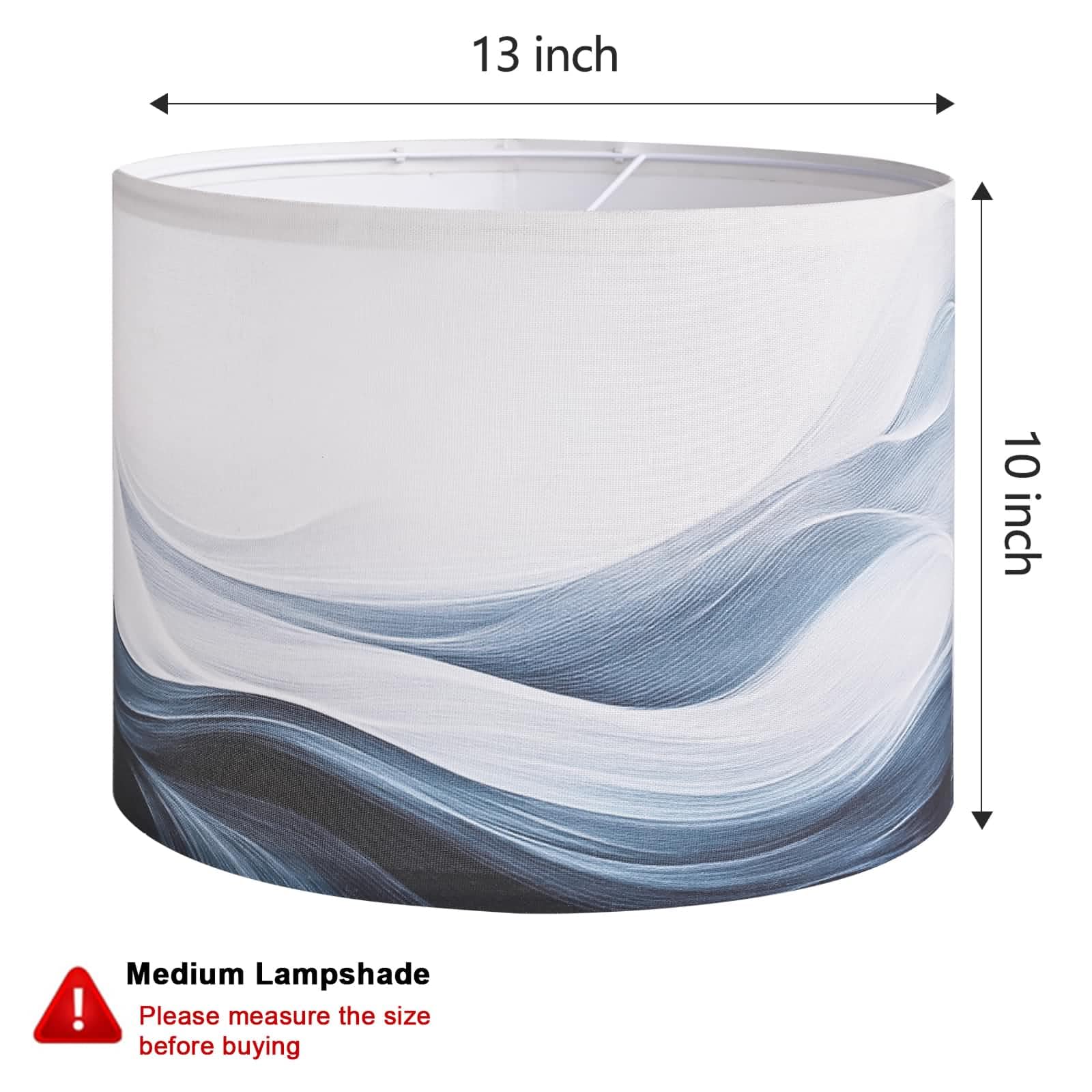 Haultop Lamp Shades For Table Lamps, 13X13X10In Fabric Blue Lamps Shades With Waves And Oceans, 1 Pack Lamps Shades, Drum Lamp S