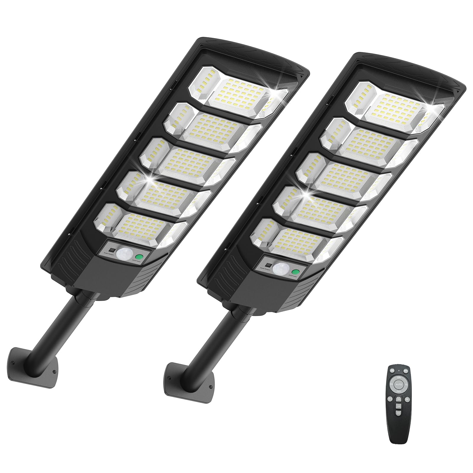 Ehowdin Solar Street Lights 6500K, 240PCS LEDs, IP67 Waterproof, Motion Sensor, Black, Model: Street-light01, 2-Pack
