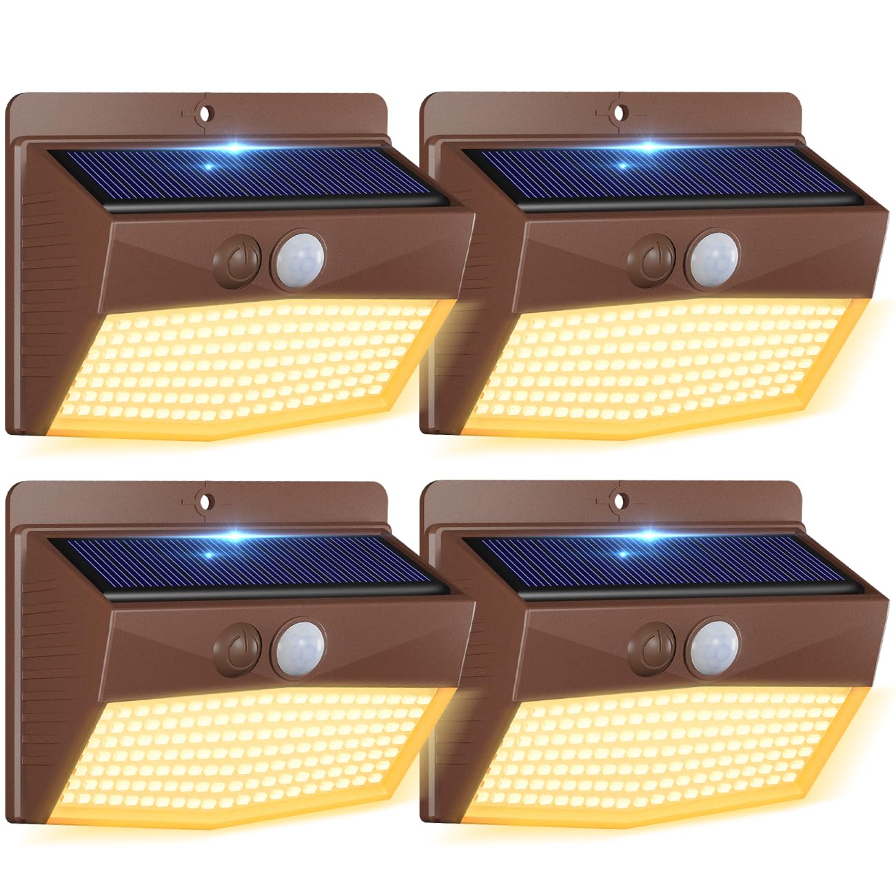 [4 Packs] Solar Outdoor Lights Motion Sensor Solar Security Lights Waterproof With 3 Lighting Modes Solar Powered Wall Lights Ou