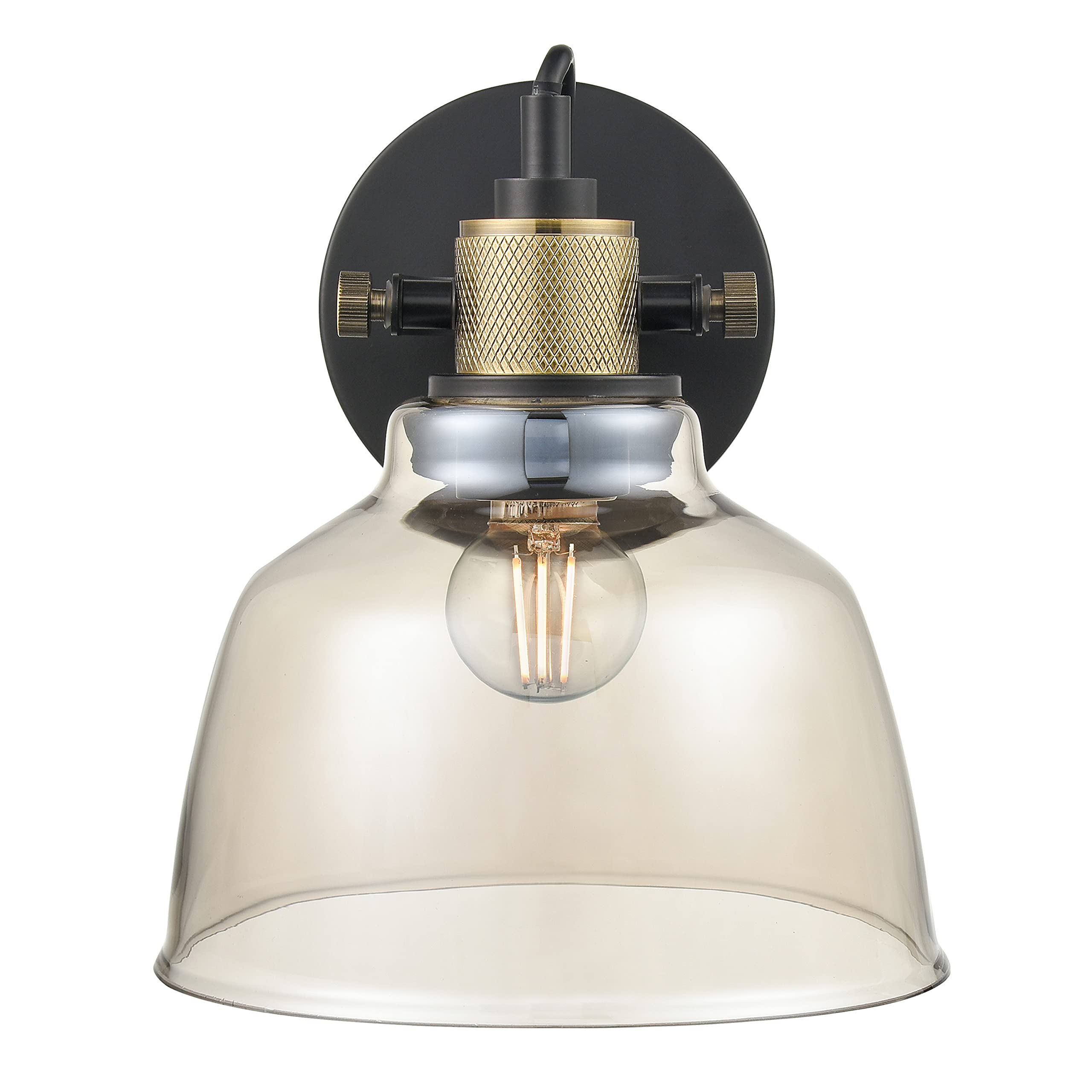 Light Society Arie Wall Sconce, Iron, Model LS-W528-CG-BRS, Black/Brass/Cognac