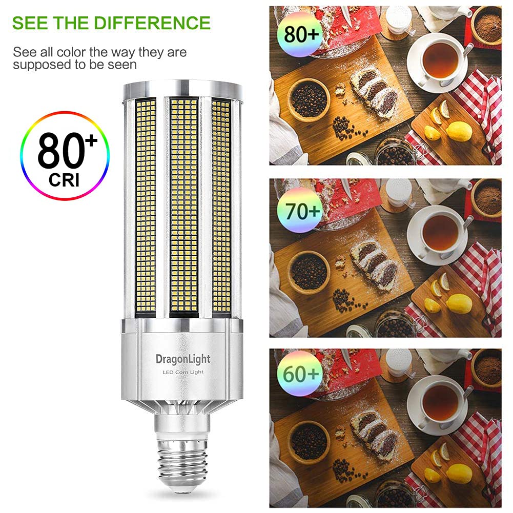 Dragonlight 240W Commercial Grade Corn Led Light Bulb Fanless(1000 Watt Mh/Hps Replacement) E39 Large Mogul Base Led Lamp 5000K