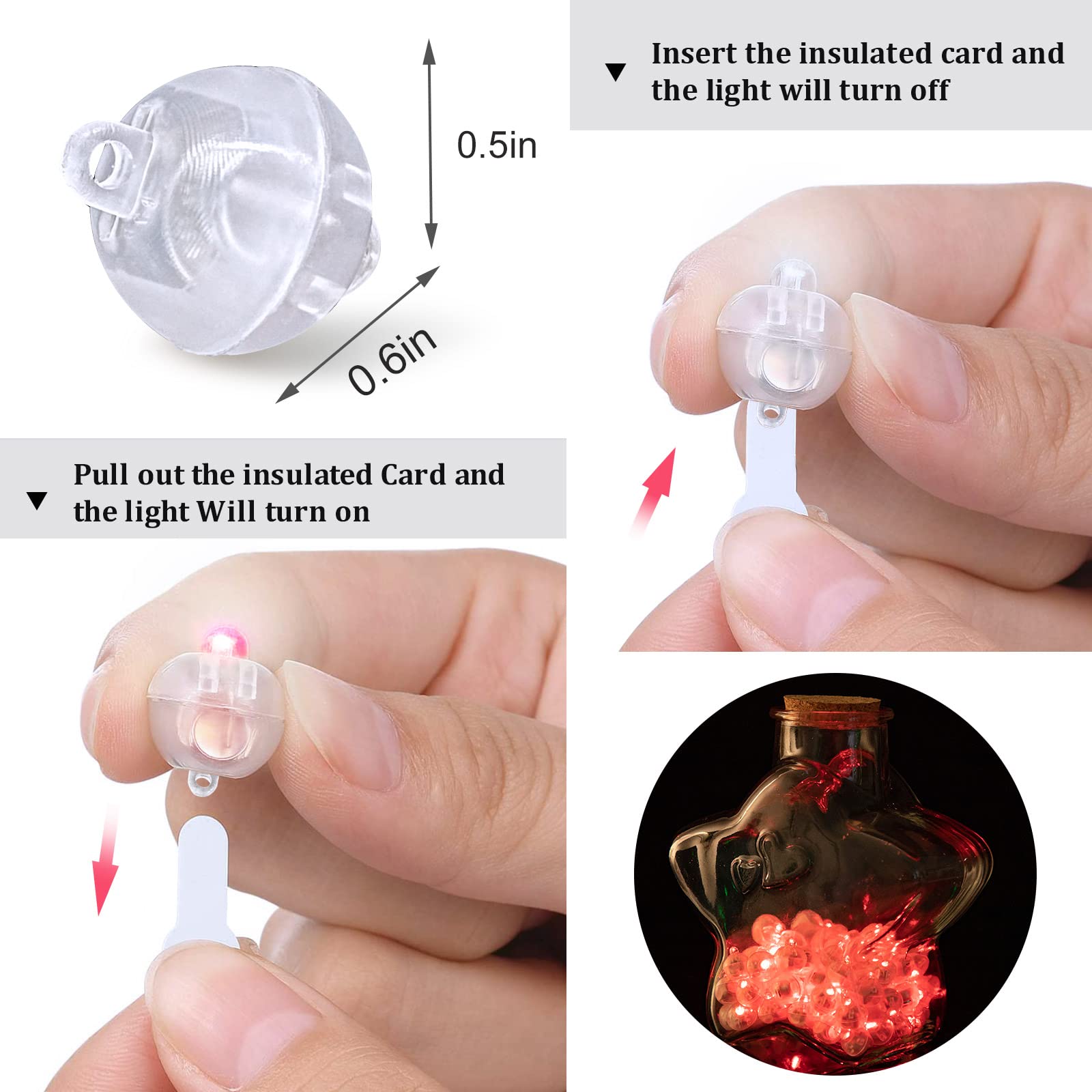 Aogist 100 Pcs Red Balloon Light With Loop For Hanging, Mini Ball Lamp Round Tiny Led Light For Paper Lanterns Balloons Vases Cu