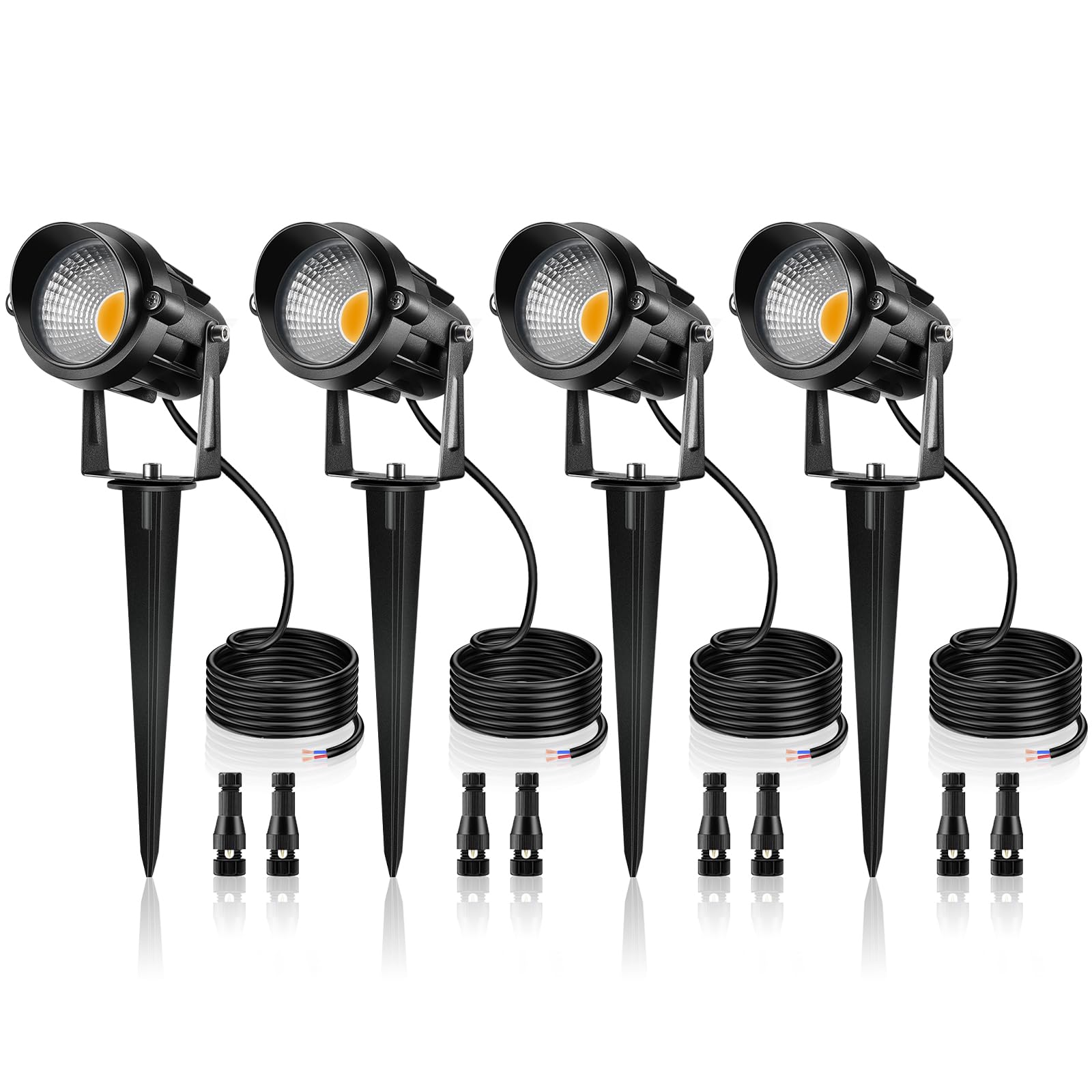 Lemonbest 12W Low Voltage Led Landscape Lights, 4 Packs, Warm White, Ip65 Waterproof, 12V Spotlight For Garden & Pathway