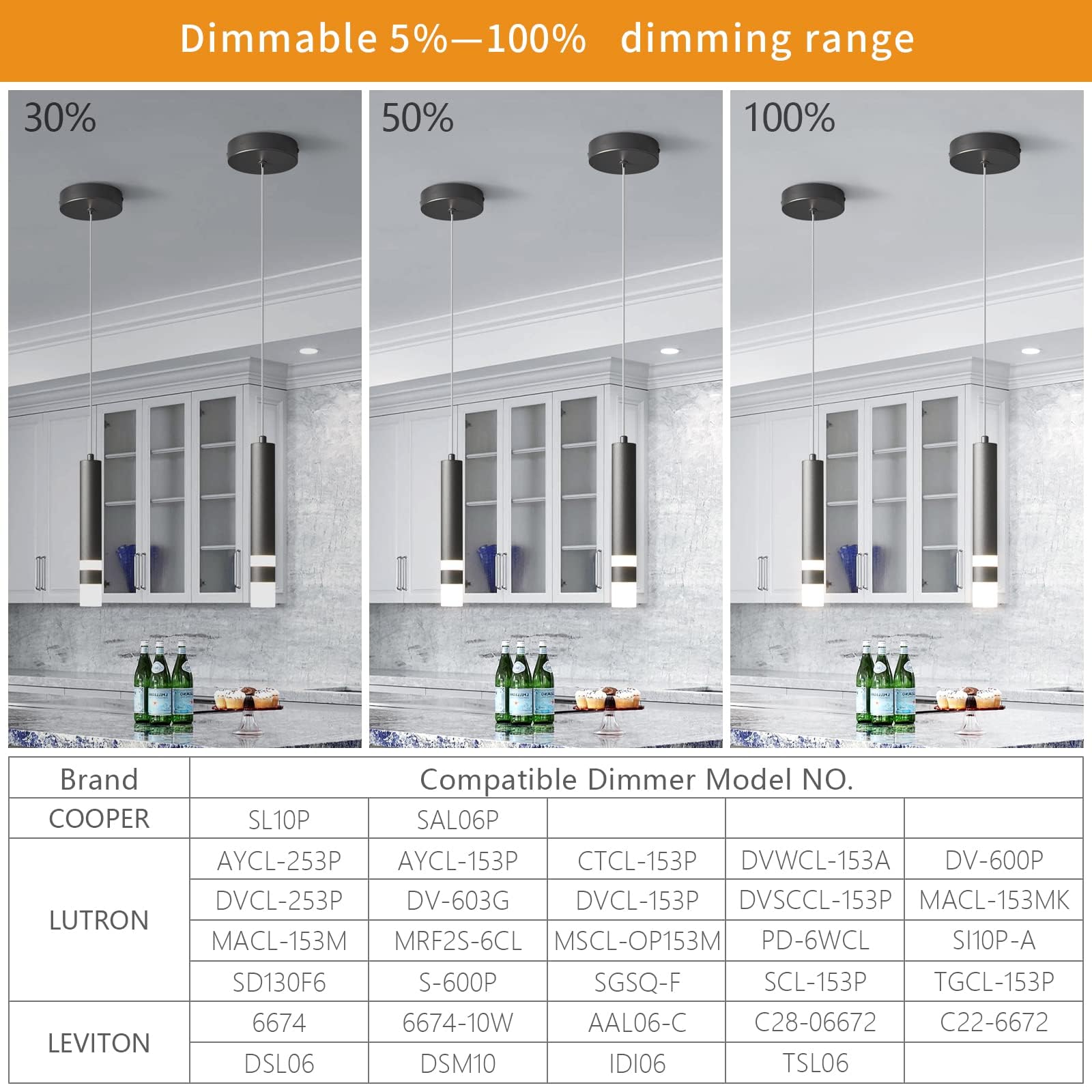 LIANGMH Modern Pendant Light Dimmable LED Aluminum Kitchen Fixture 1-Pack Black Model LIANGMH-082