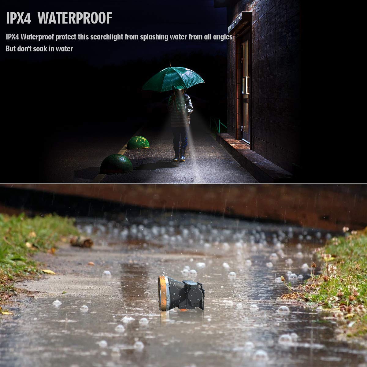 ODEAR Super Bright Rechargeable Headlamp - Waterproof LED Headlight for Camping, Fishing, Hiking, Running - Black & Golden Finish