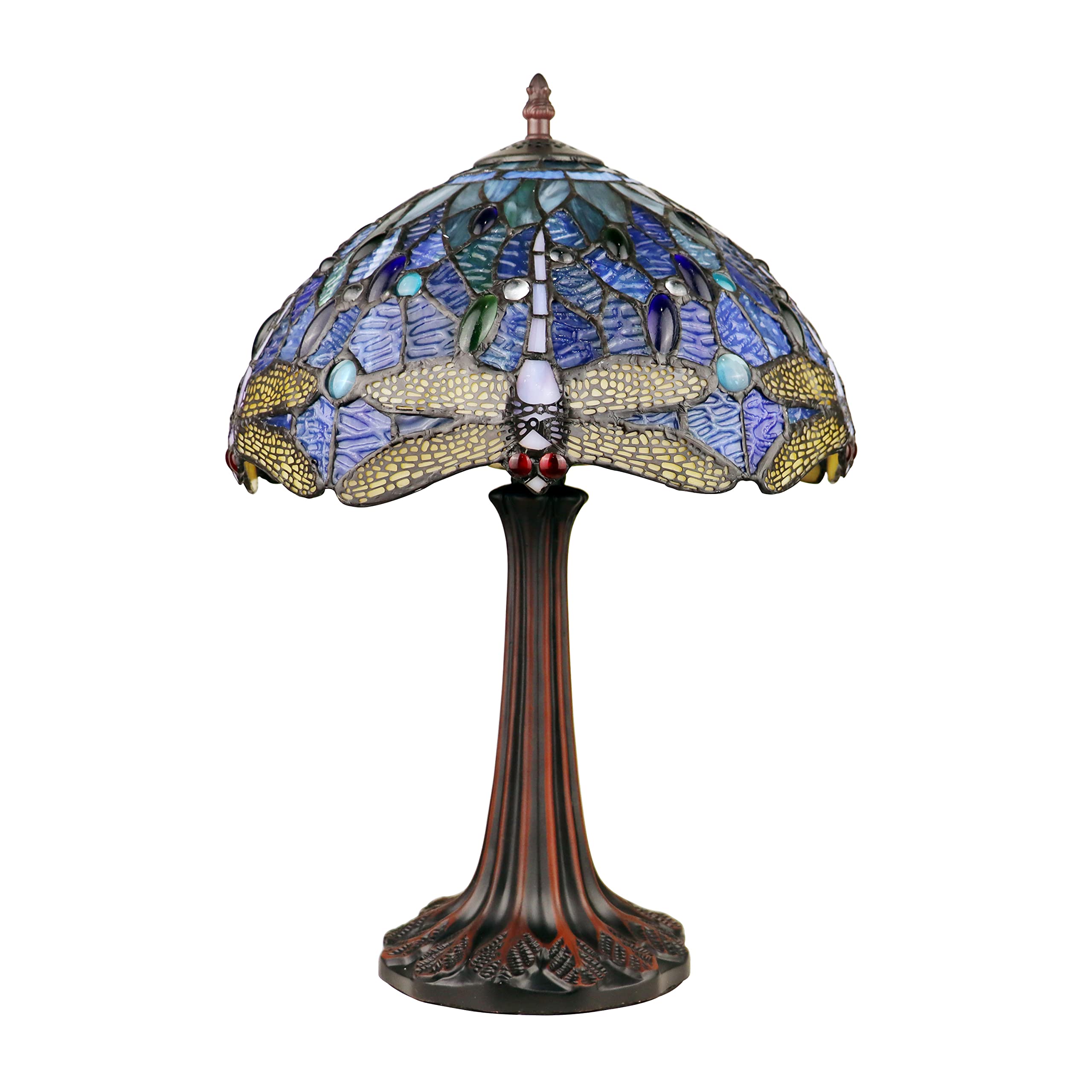 Chloe Lighting Dragonfly-Style Table Lamp, Dark Bronze, 12in Wide, Multicolor, Model CH3T524BD12-TL1