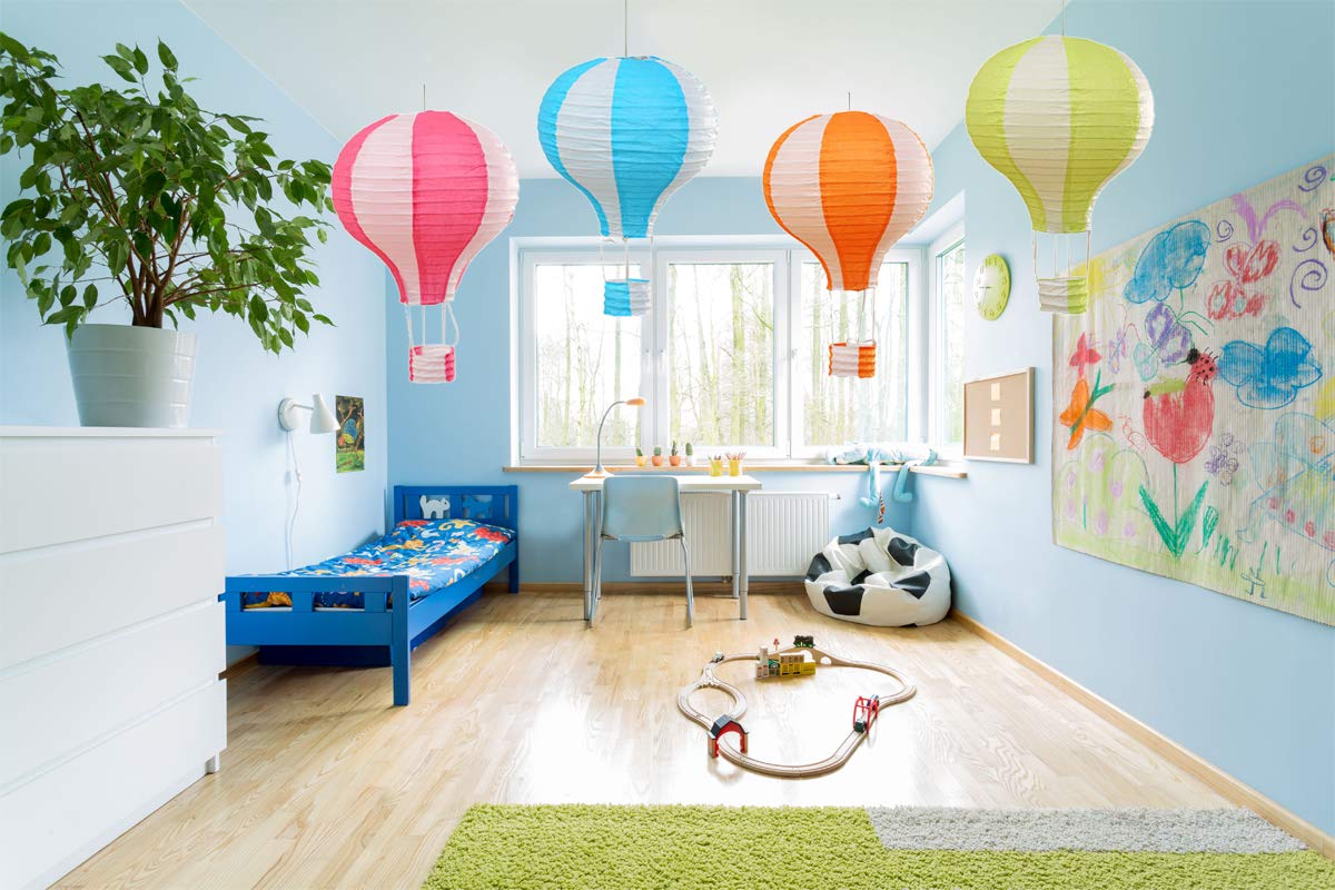 Famgee 12 Inch Hanging Hot Air Balloon Paper Lanterns Set Decoration Birthday Wedding Christmas Party Decor Gift Stripe Set Pack