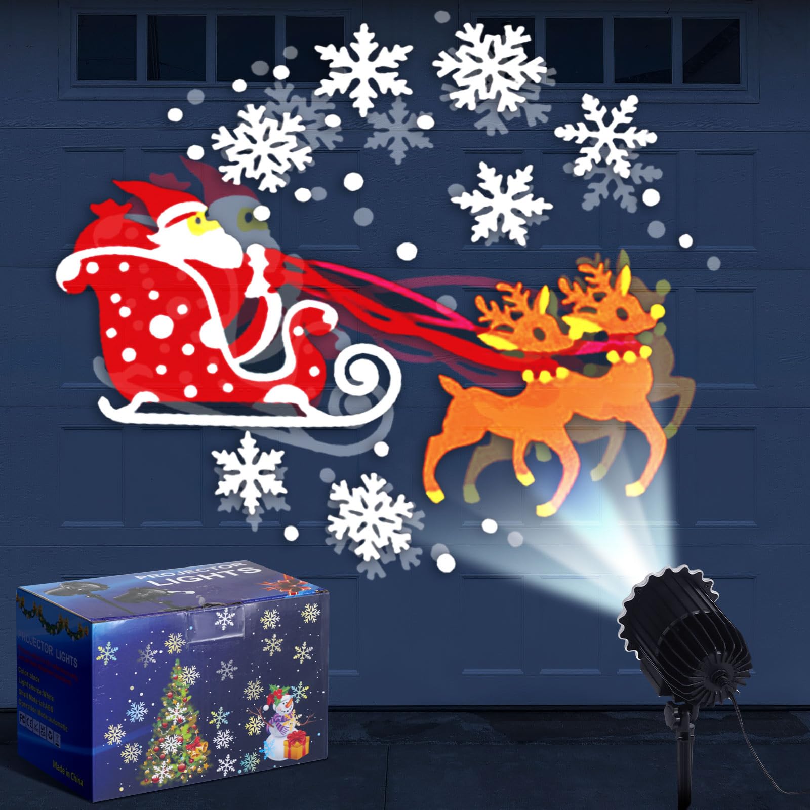 Lingvee Holiday Projector Light With Slides Led Projector Lights Outdoor Reflectors Waterproof Landscape Decorative Lighting Projection Lamp For Party(Santa Claus)