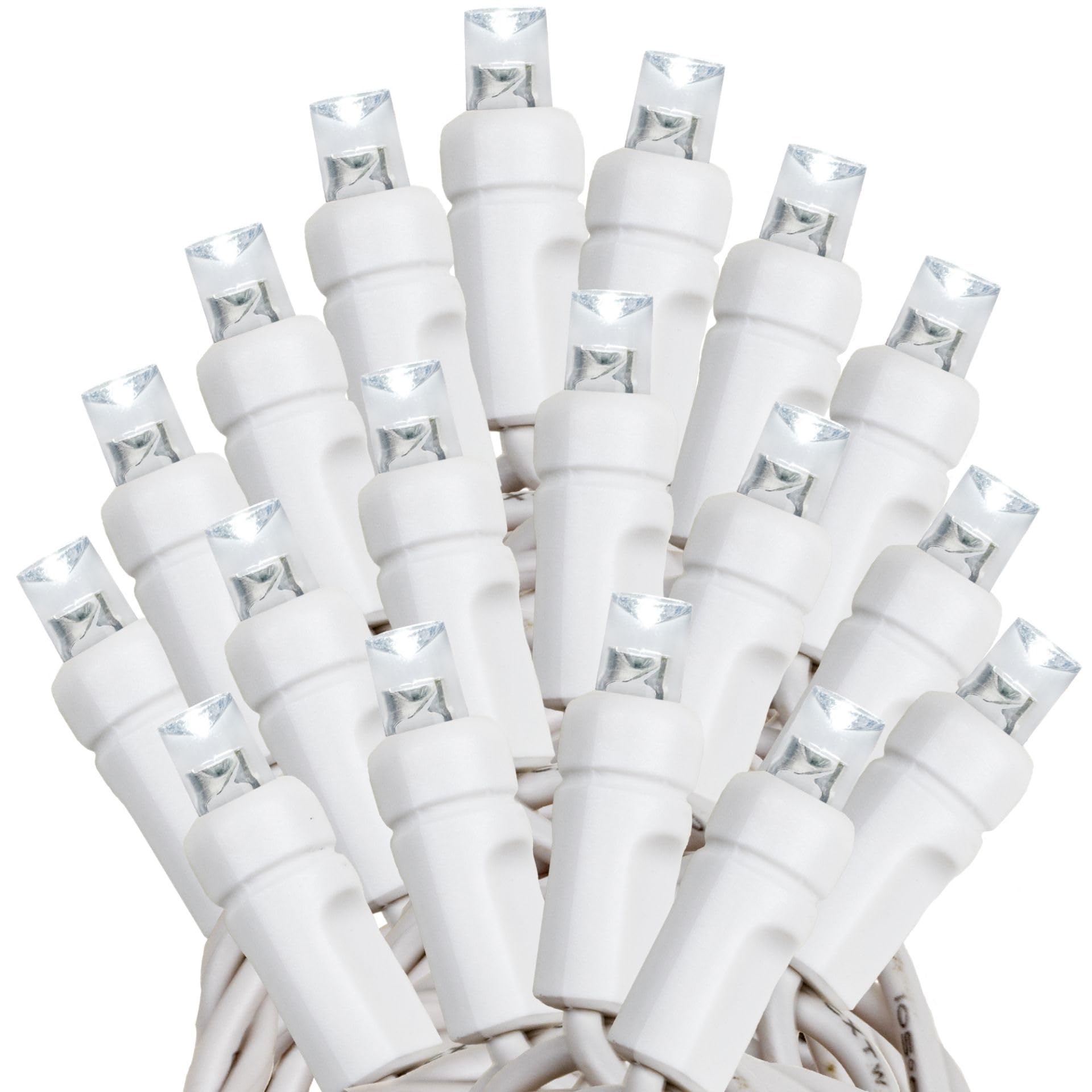 Novelty Lights 24-Pack 25 Feet 50 Light Pure White Led Christmas Lights White Wire, Connectable Mini String, Indoor/Outdoor, Com