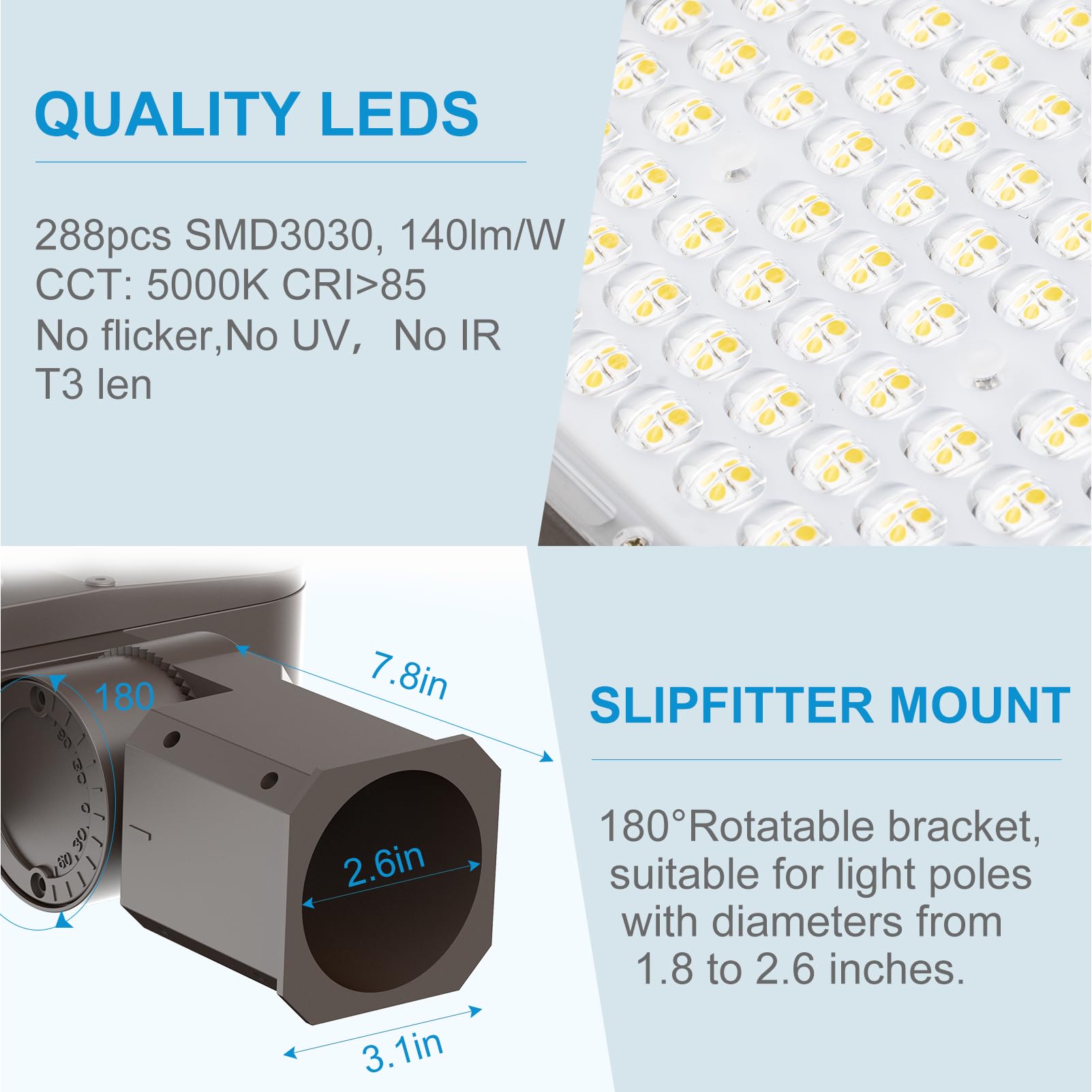 320W(350X1W) Led Parking Lot Lighting 48000Lm (150Lm/W) Led Parking Lot Lights Commercial With Smart Photocell Etl 5000K Pole Light Outdoor Slipfitter Mount- 4Pack 7Yrs Warranty