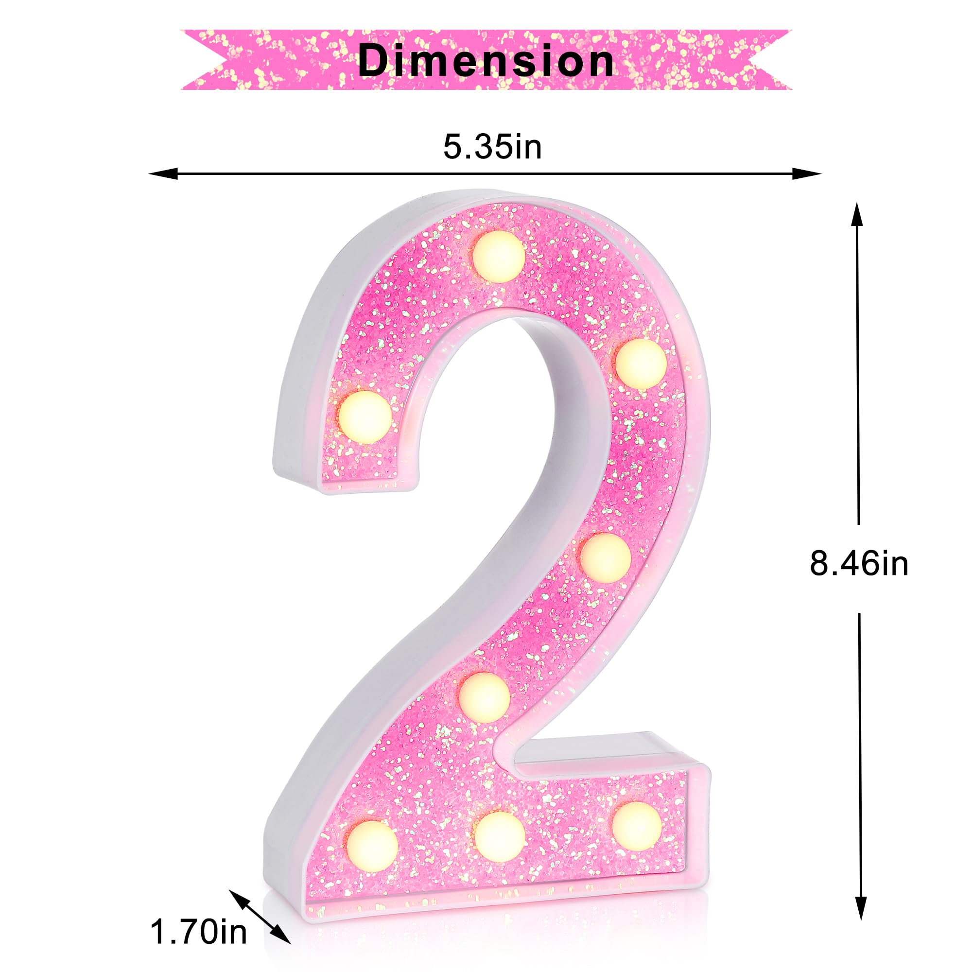Foaky Led Letter Lights Sign Light Up Pink Letters Glitter Alphabet Letter Sign For Night Light ]Christmas Lamp Girls Gifts,12Th 20Th Birthday Decorations,2024 Graduation Decorations (2)