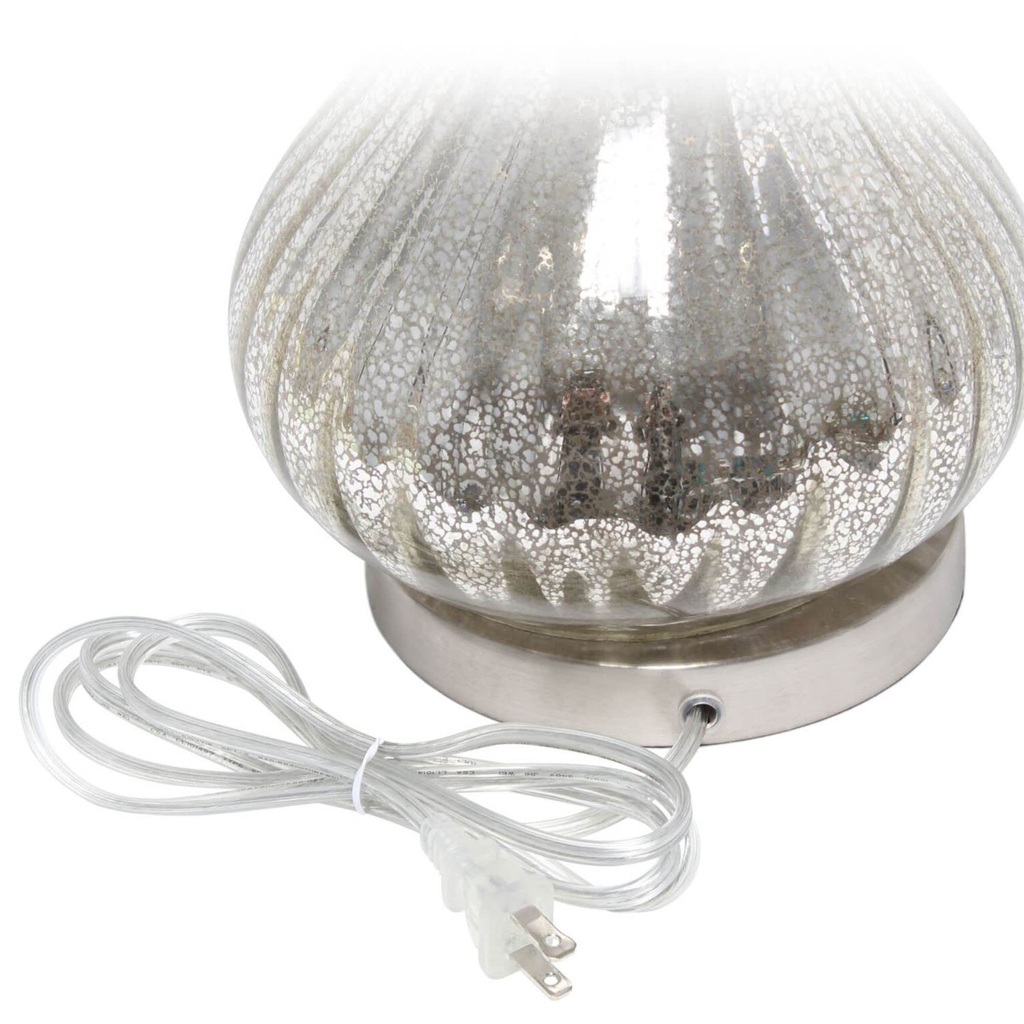 Lalia Home Traditional Speckled Mercury Tear Drop Table Lamp With White Fabric Shade