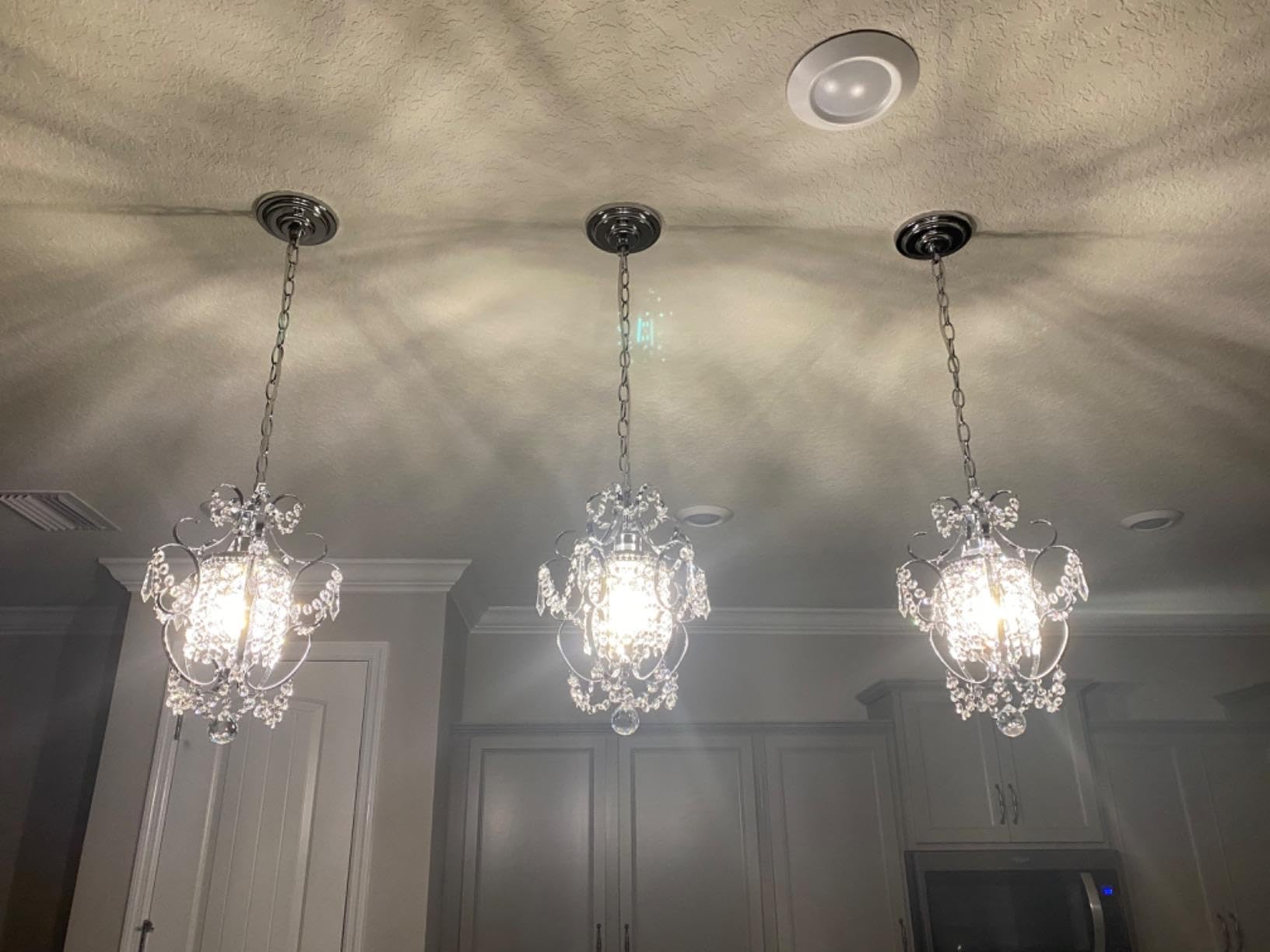 riomasee Mini Chandelier Modern Chrome Crystal Ceiling Light Fixture 1-Light Iron Small Chandelier for Bedroom,Kitchen,Girls Roo
