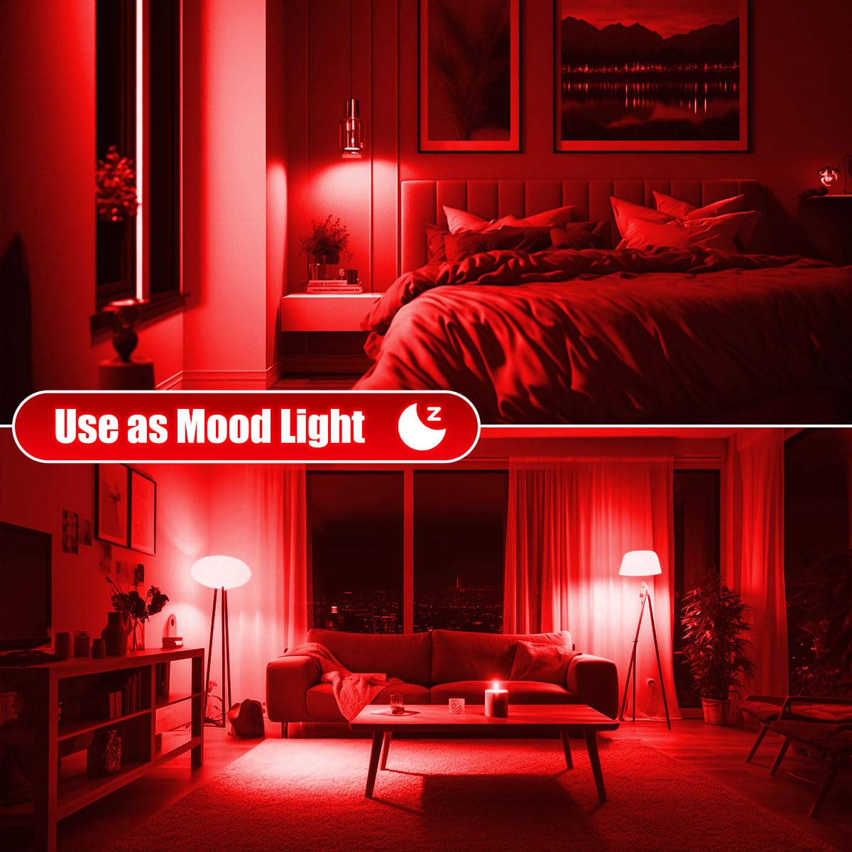 Wivety Red Light Bulb, A19 E26 Base, 9W Led Red Lightbulbs For Outdoor Porch, Indoor Party Decoration, Holiday Lighting, Hallowe