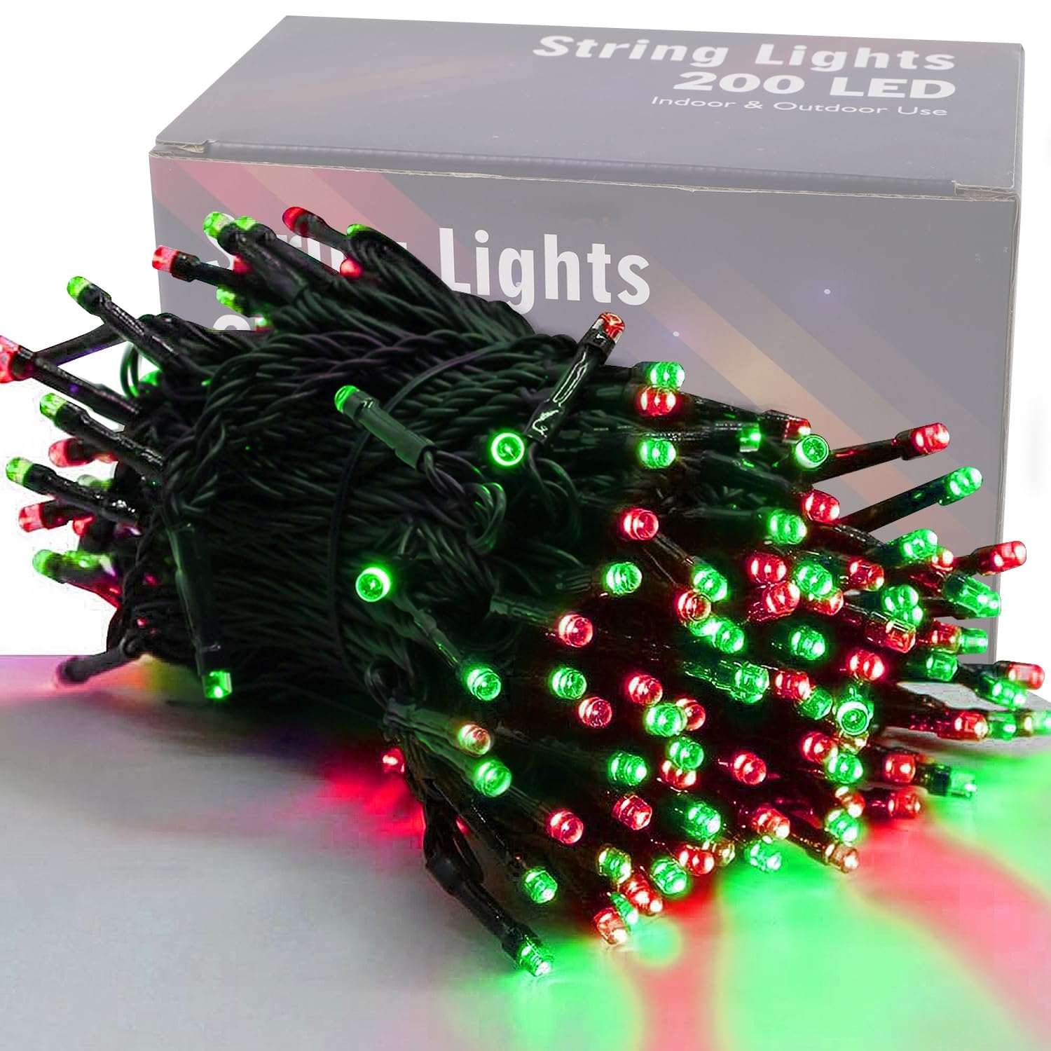 Home Lighting 66Ft Christmas Decorative Mini Lights, 200 Led Green Wire Fairy Starry String Lights Plug In, 8 Lighting Mode, For Indoor Outdoor Xmas Tree Wedding Party Garden Decoration (Red & White)