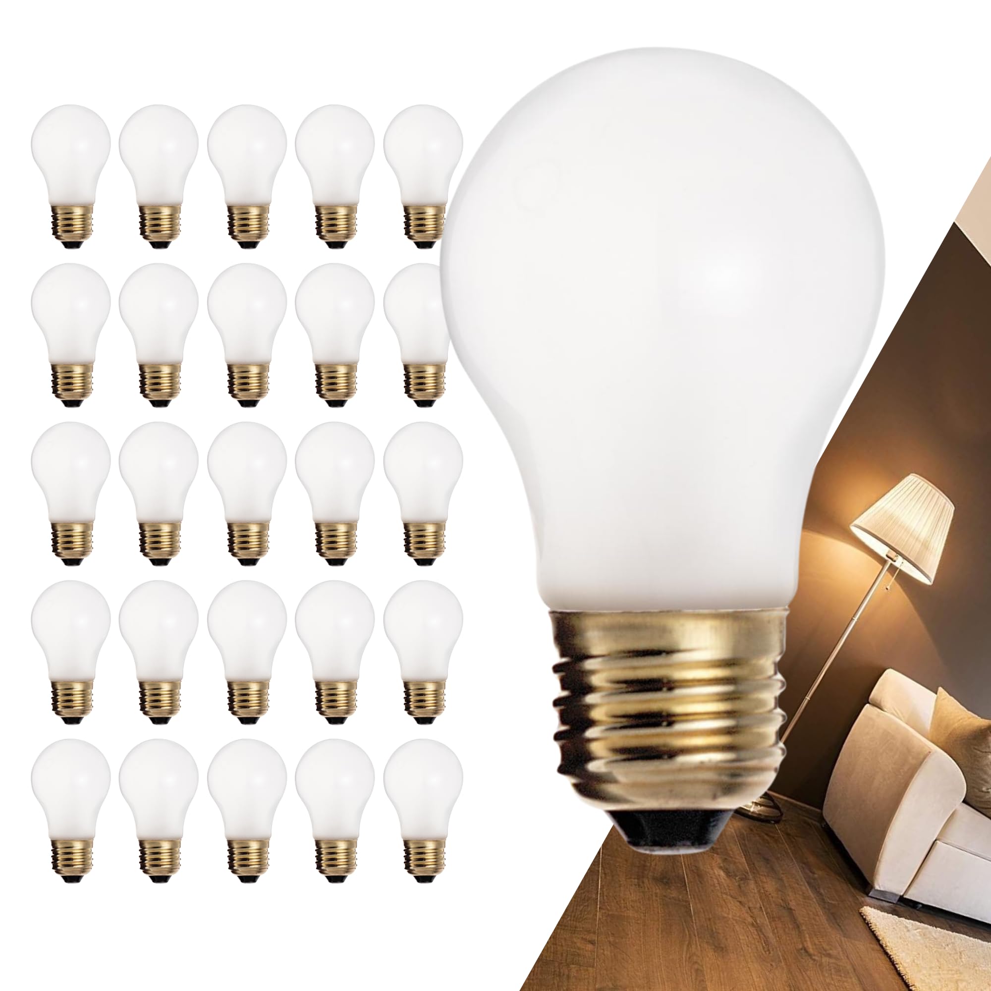 Satco S4881: 40 Watt A15 Incandescent Frost Bulb, Shatter-Proof, Medium Base (E26), Warm White 2700K, 130 Volt (25 Pack)