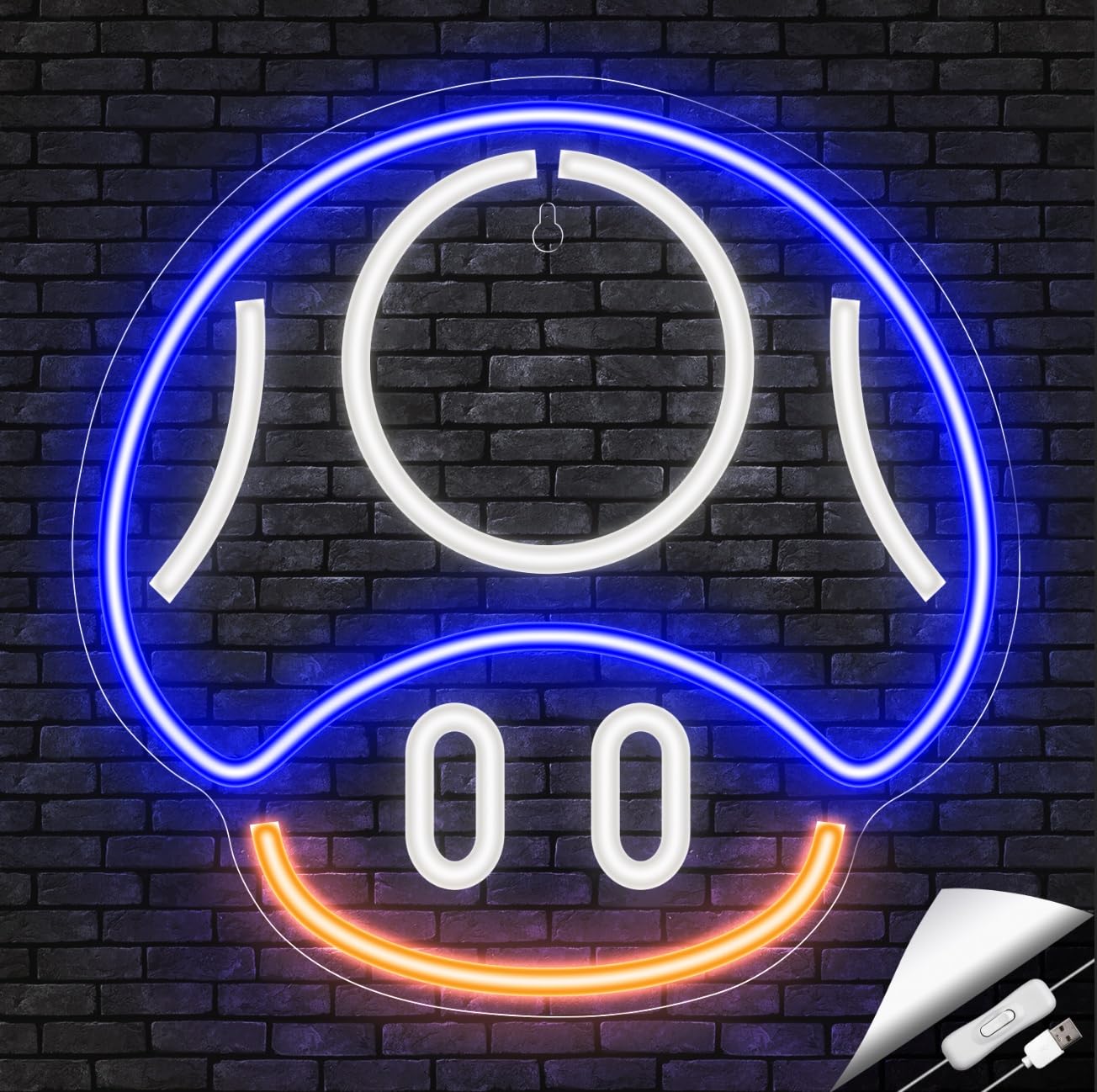Kavaas Gaming Neon Sign - Mushroom Wall Decor for Game Room - Blue Acrylic - Gamer Gifts for Kids