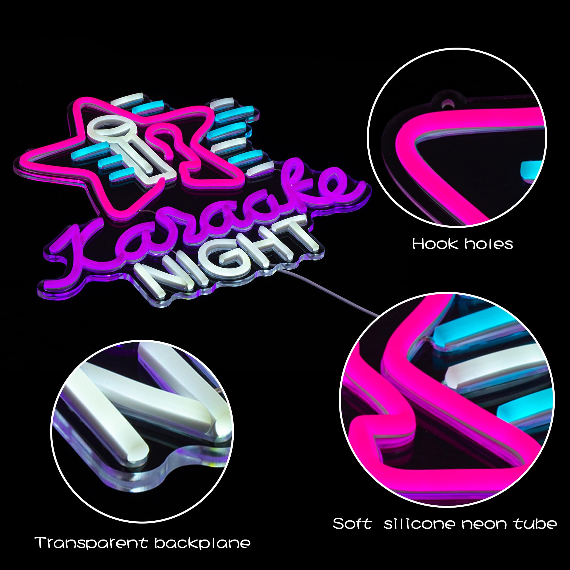 SUYUZUR Karaoke Neon Sign LED Light Dimmable for Music Room, Colorful, Model SLY-06