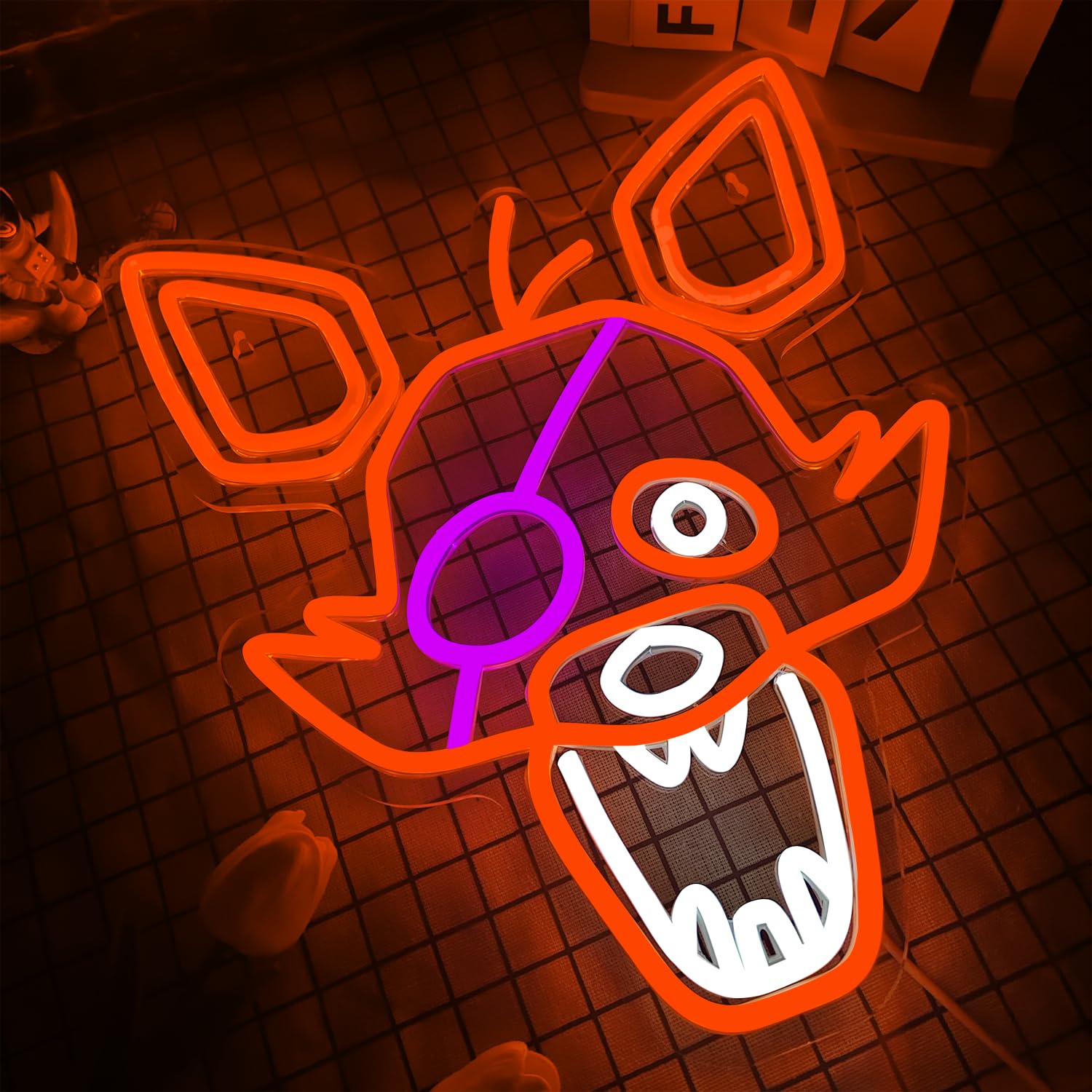 Five Nights Fox neon sign is suitable for wall decoration,Anime neon bedroom LED Fnaf neon sign, birthday, Christmas gift for ki