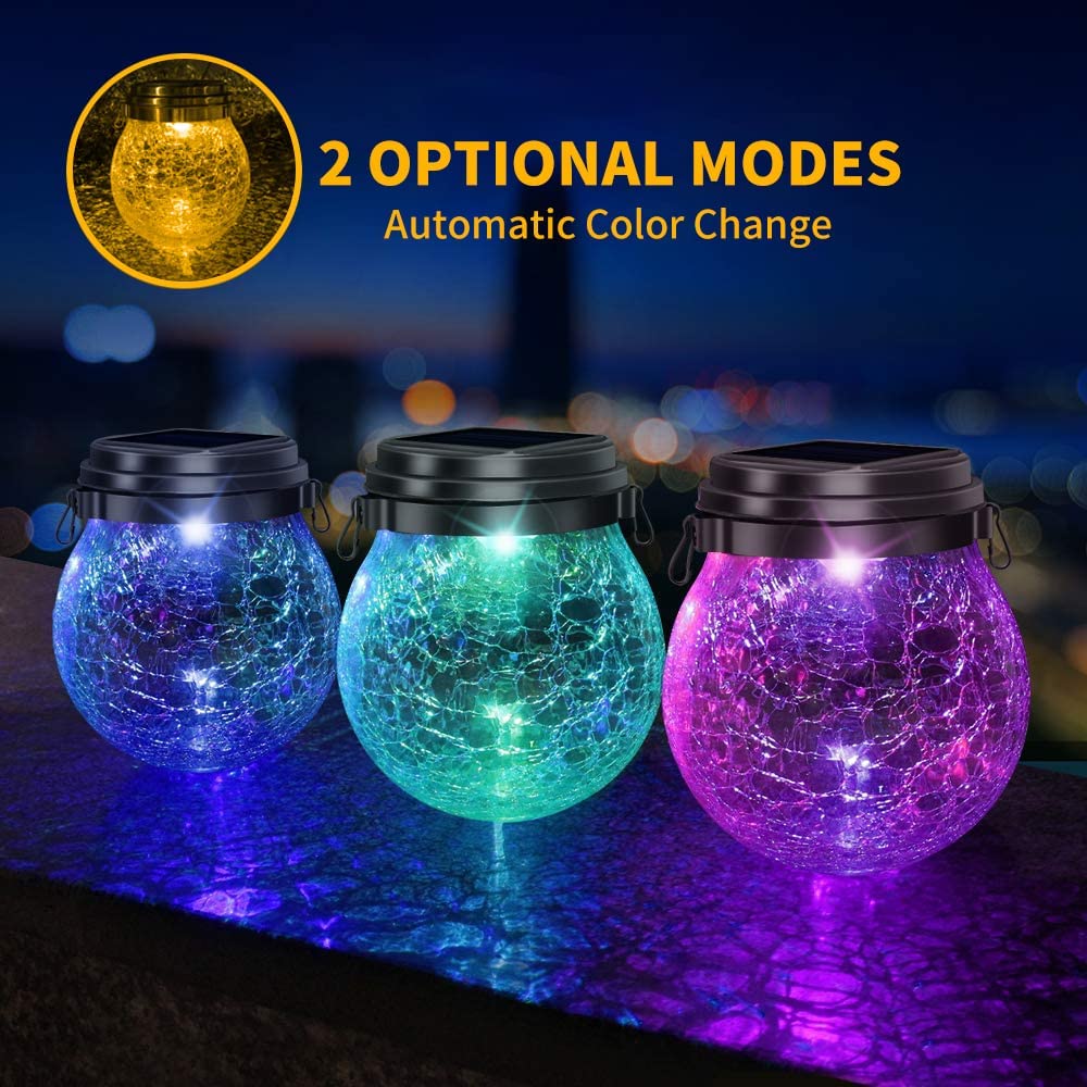 Dbf Solar Lanterns - Waterproof  le Glass Ball Lights, 4-Pack, Amber Warm, Model Dbf-Lantern-4W, Perfect For Outdoor Garden Decor
