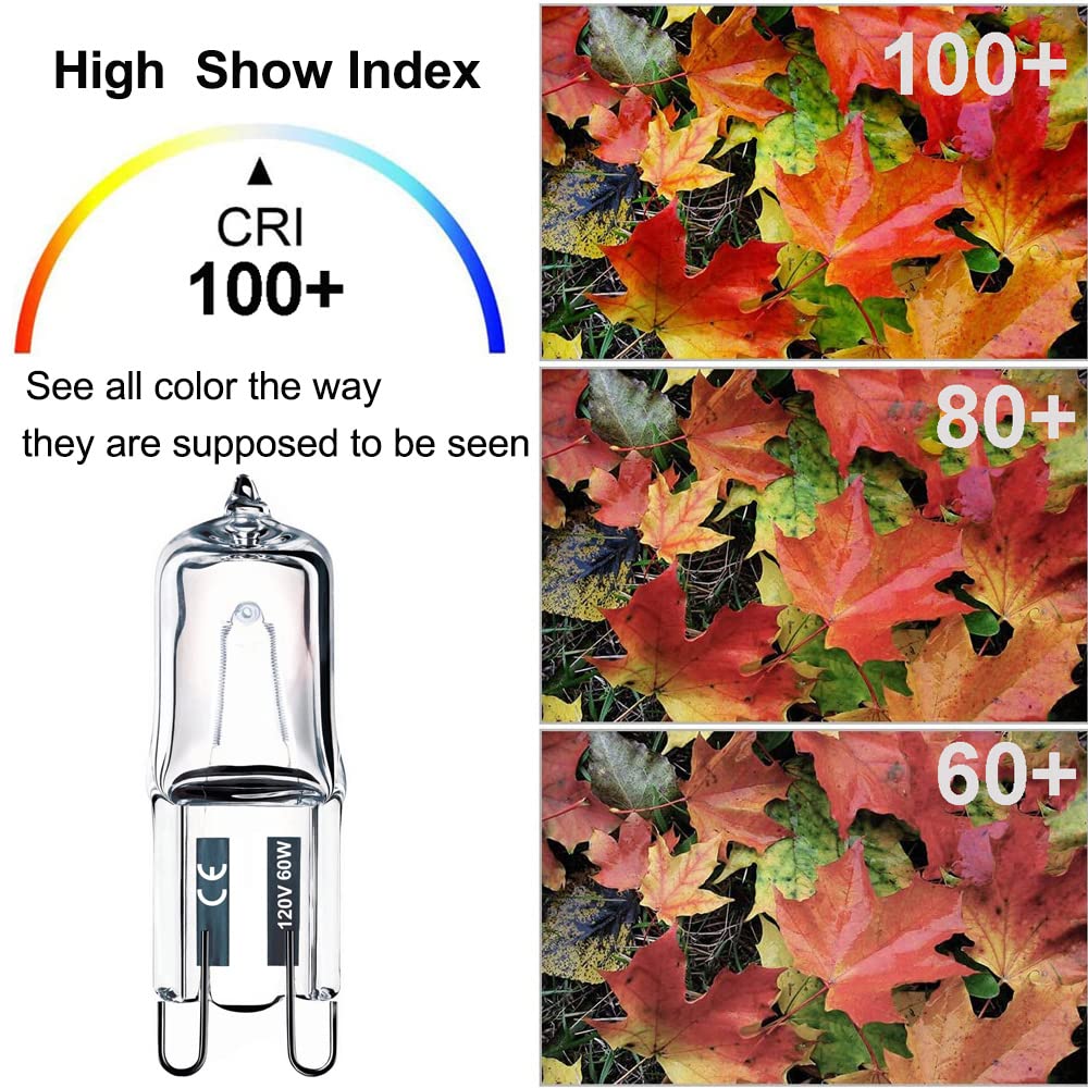 Vinaco G9 Halogen Bulb 60 Watt 720LM Dimmable 10 Pack Clear Glass