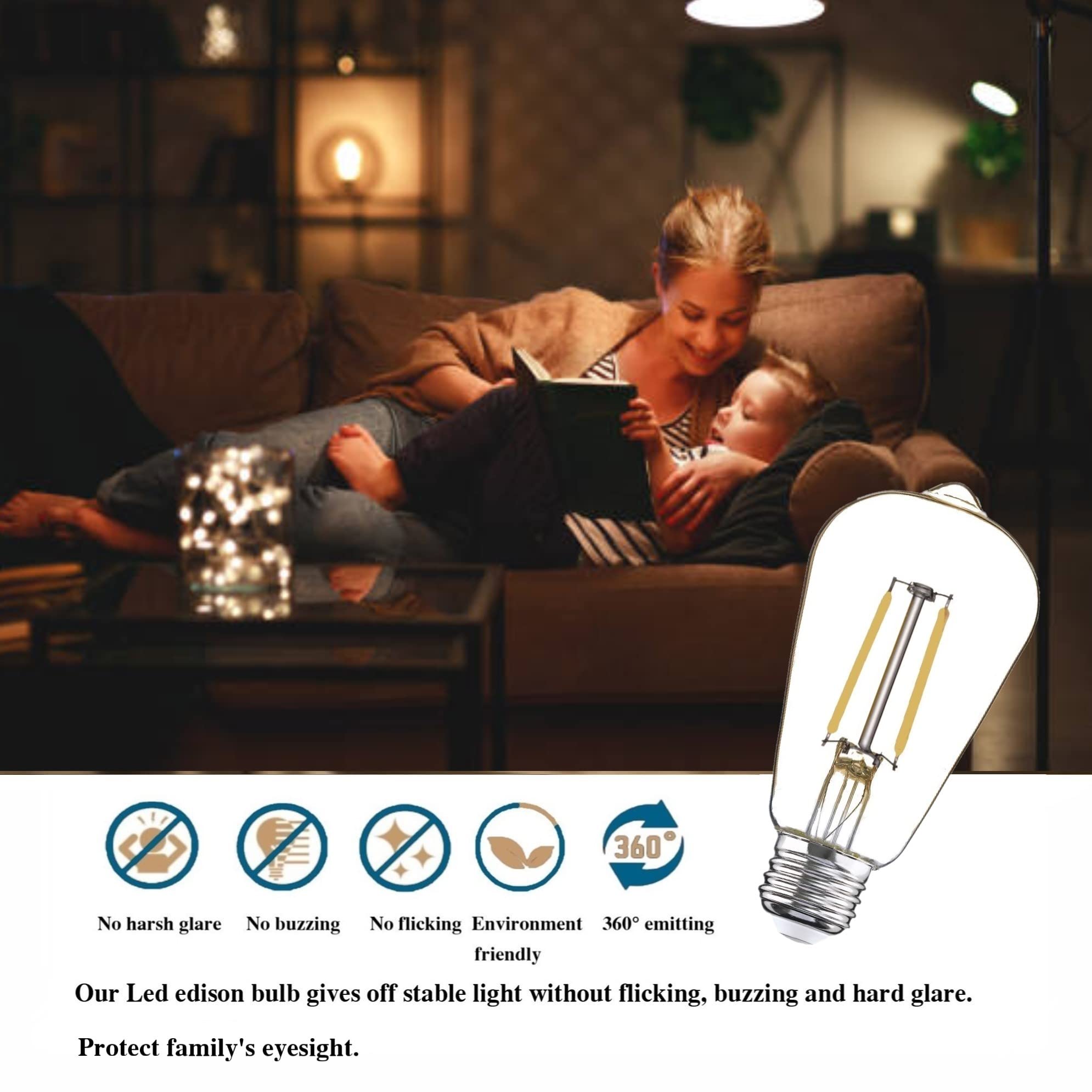 winsaLED 12 Pack 25W LED Edison Bulbs, 4000K Cool White, E26 Base, 250LM, Non-Dimmable, Low Wattage for Ceiling Fixtures