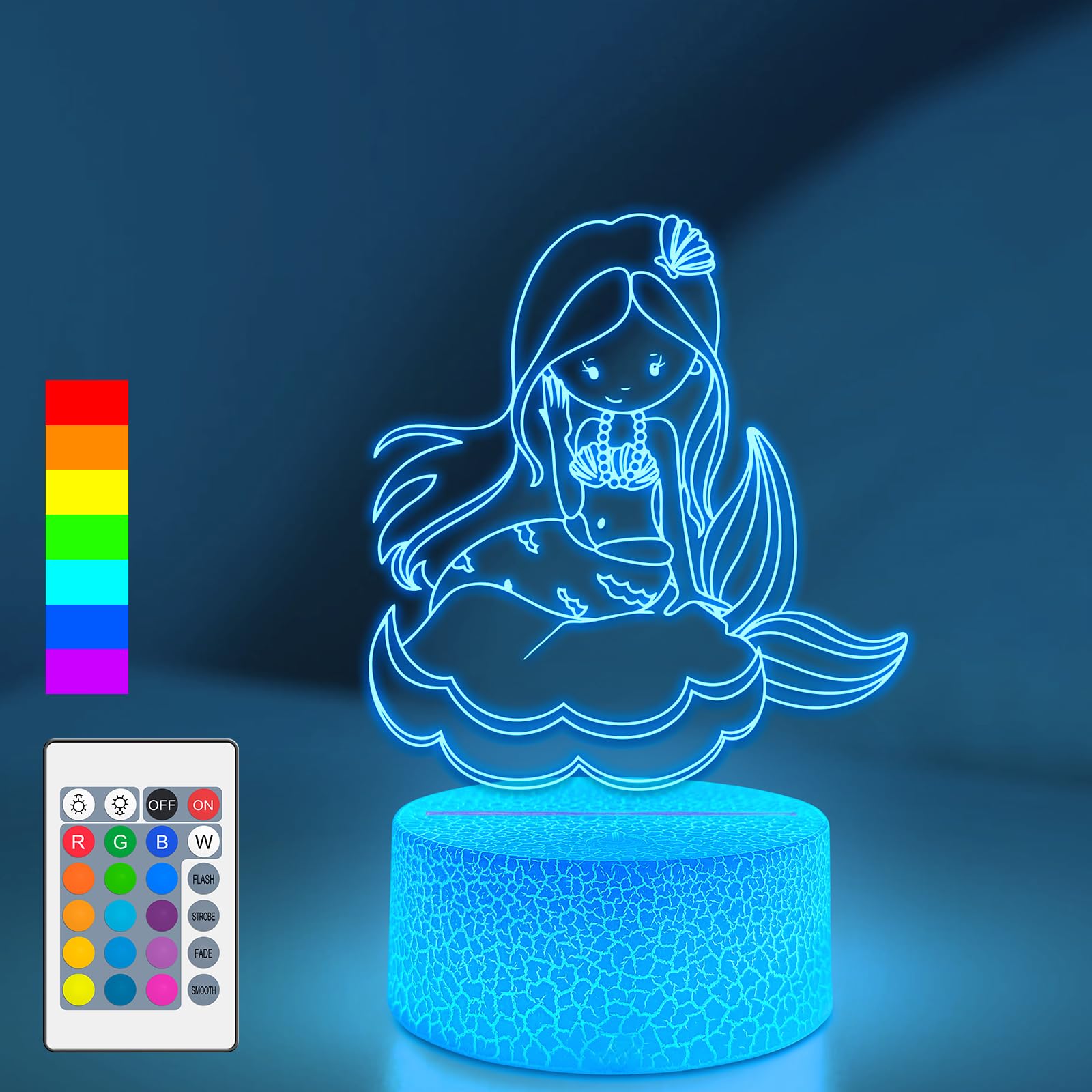 SKYMINOTIN Princess Gift Night Light for Girls, 16 Colors Dimmable with Remote Control Bedroom Lamps, Smart Touch Toddler Room D