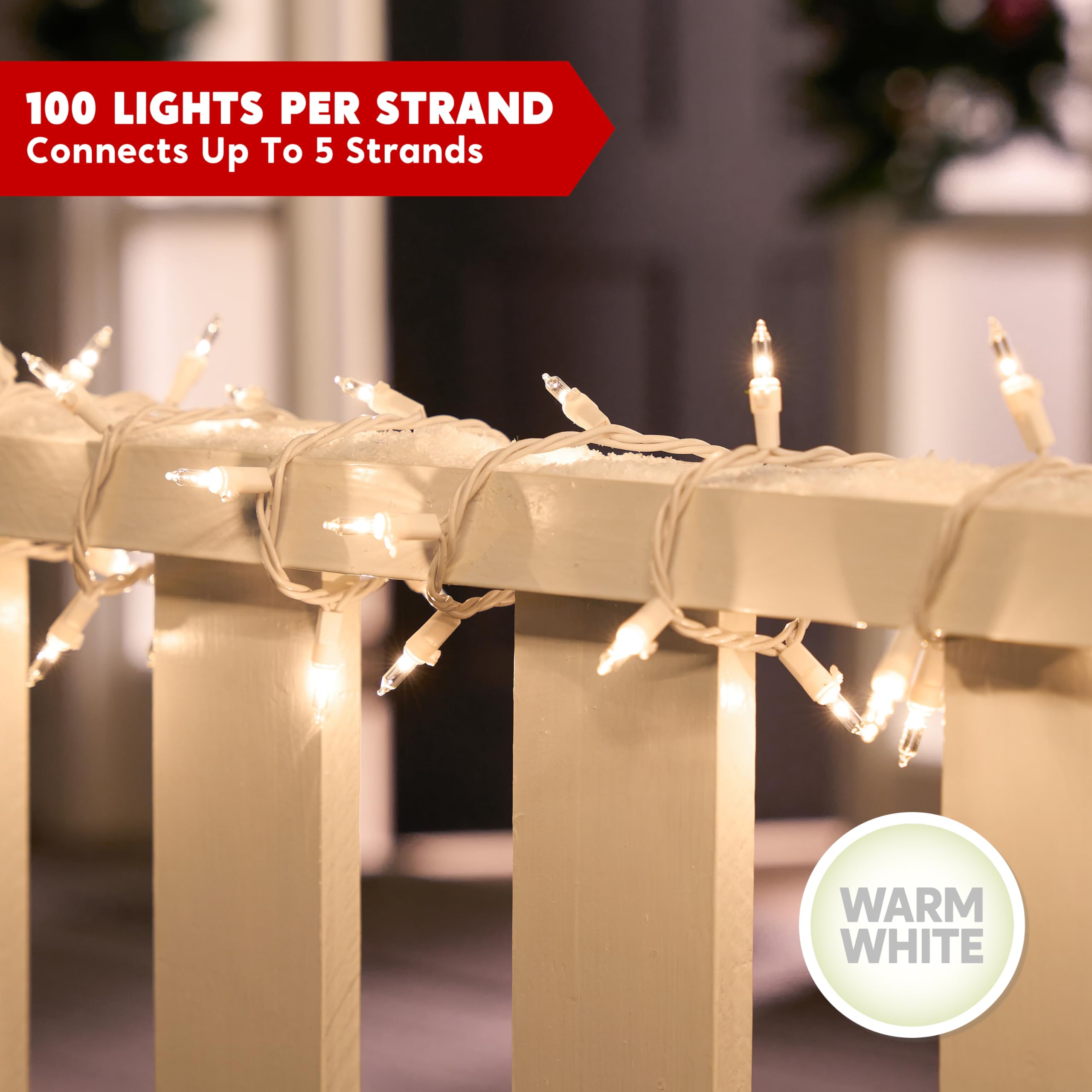Joiedomi Christmas String Lights, 200 Mini Warm Fairy Lights, 43FT, White Wire, Model HWO-100/2FC(0.34A)