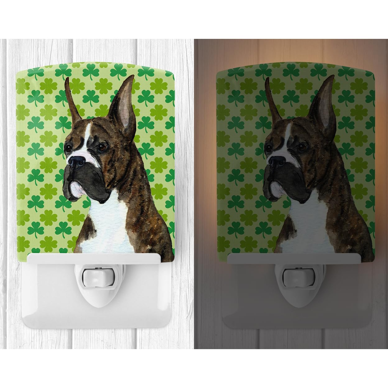 Carolines Treasures Ceramic Night Light, Boxer St. Patricks Day Shamrock, 6x4x3in, Multicolor, Model SS4439CNL
