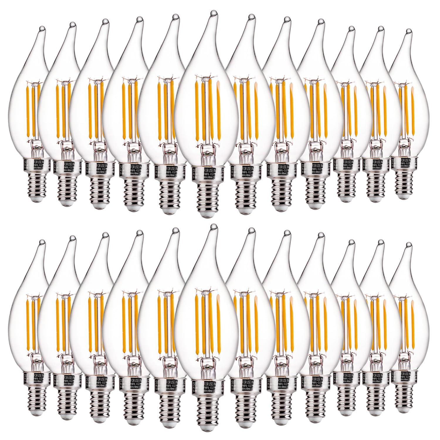 Flsnt Dimmable Led Candelabra Bulbs 40W Equivalent, 450Lm,E12 Base Led Chandelier Light Bulbs, 2700K Soft White, 24 Pack Ul,Ca65