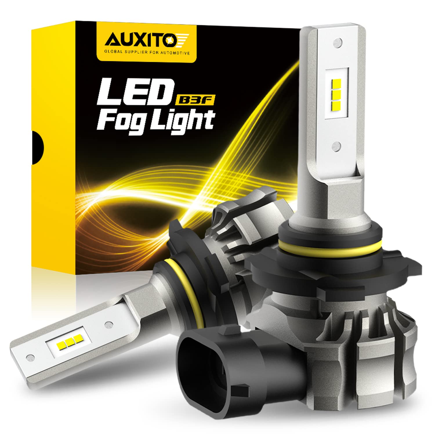 Auxito 9145 Led Fog Light Bulbs, 6000Lm 6500K Cool White Light, 300% Brightness H10 9140 9045 9040 Led Fog Lights, Csp Led Chips
