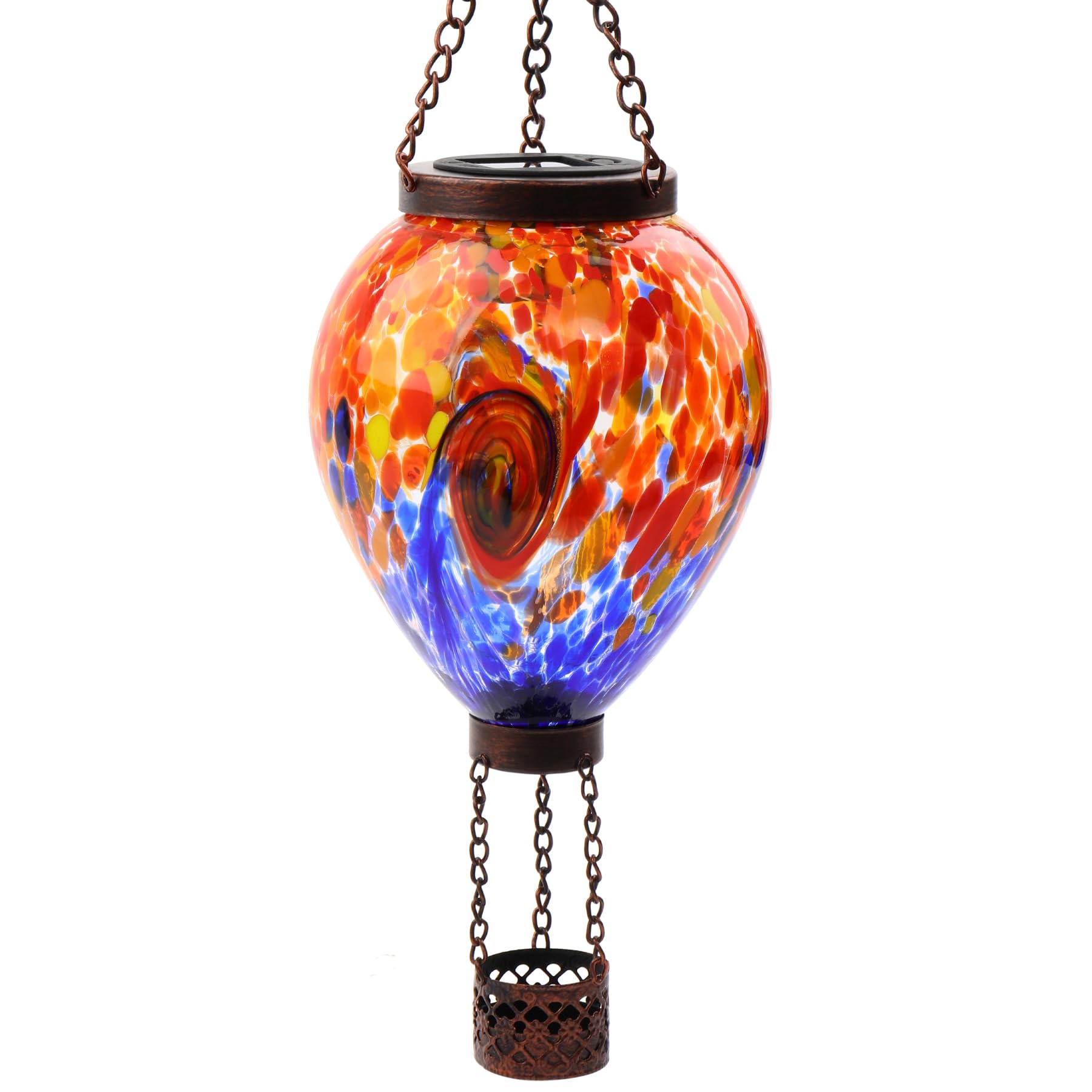 Voreen Solar Hot Air Balloon Light - Hand Blown Colorful Glass Outdoor Hanging Lantern  Waterproof Decorative Garden Lighting  Gift For Mom Wife Friend Backyard Patio Decor